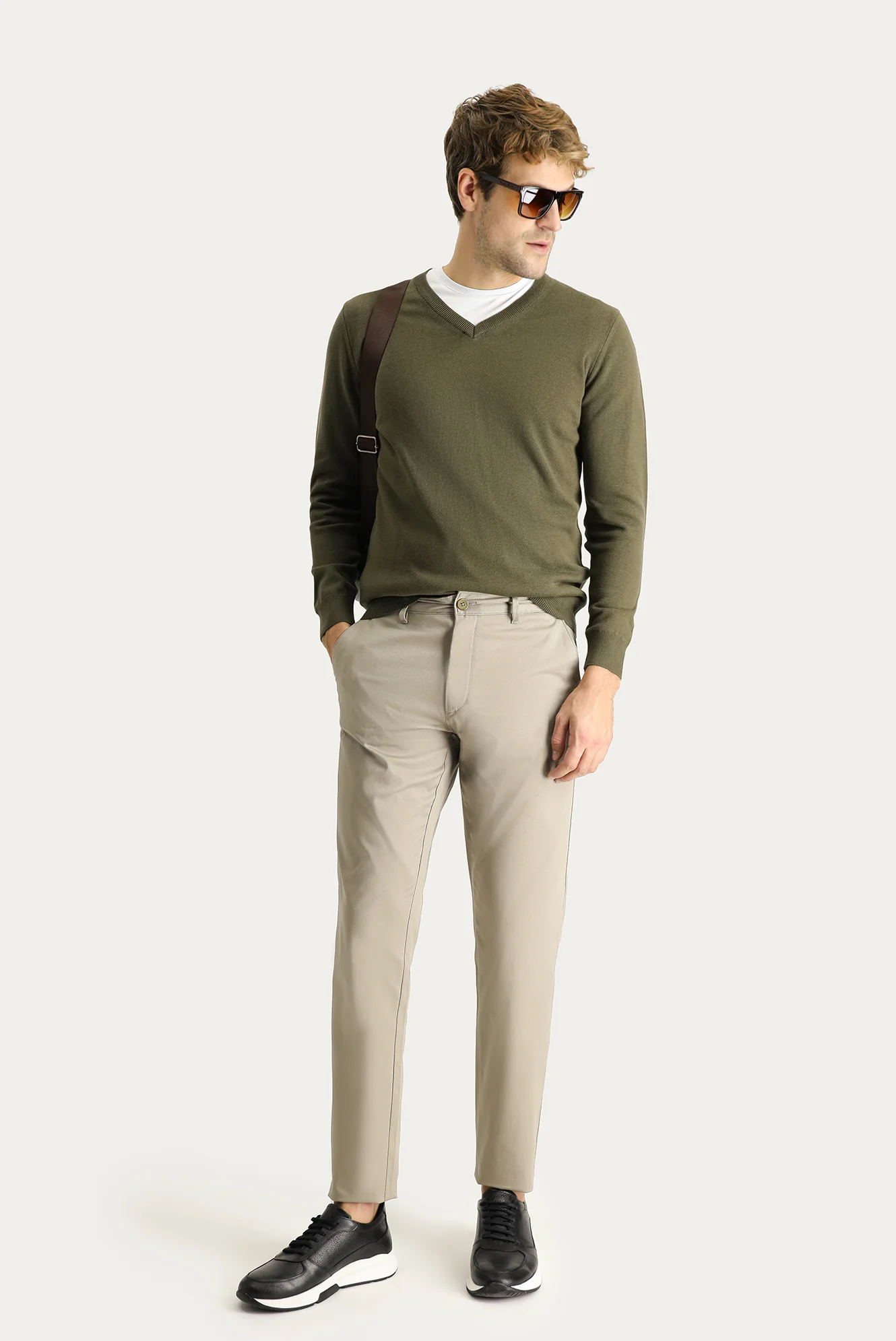 Açık Vizon Super Slim Fit Eksra Dar Kesim Likralı Kanvas / Chino Pantolon