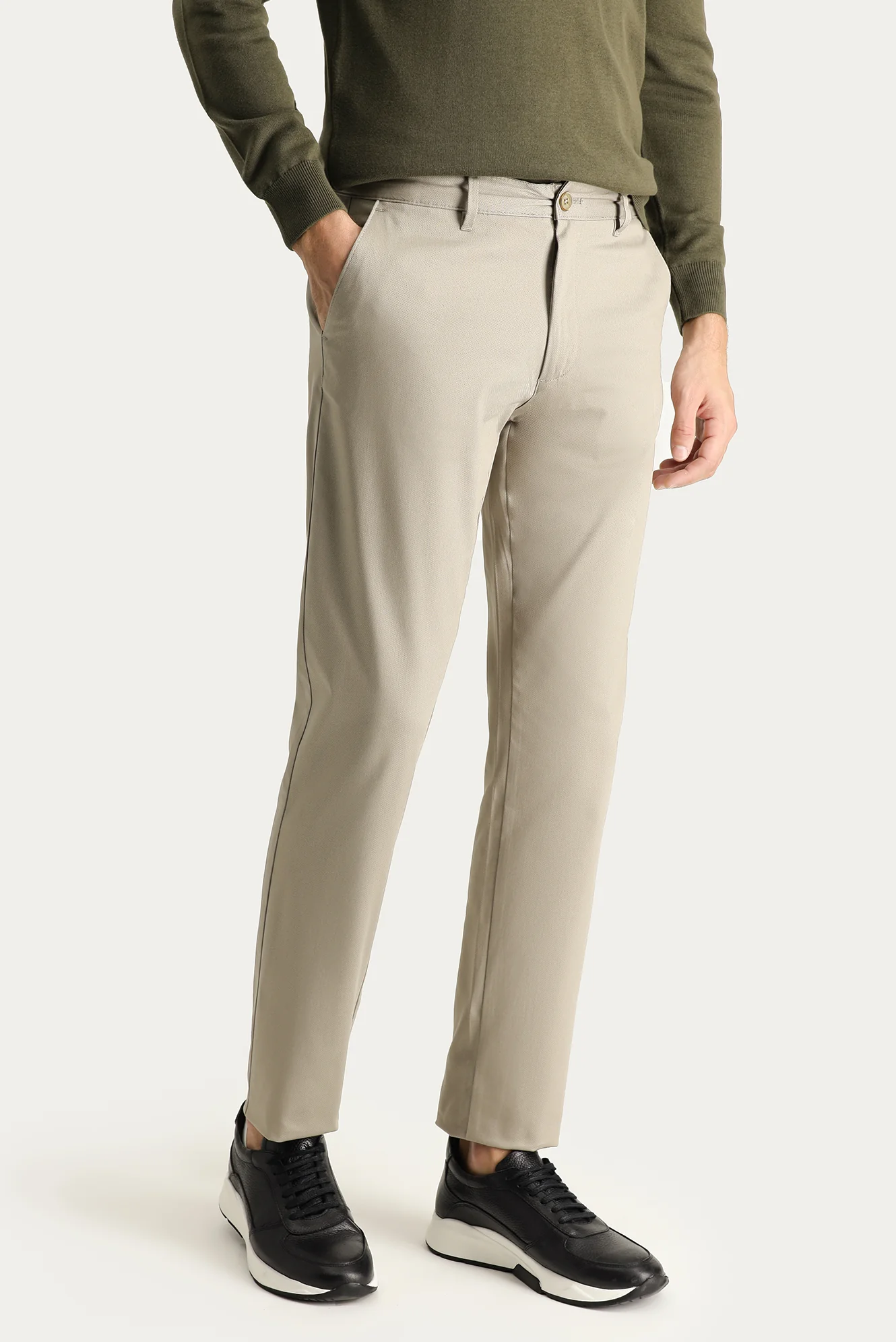 Açık Vizon Super Slim Fit Eksra Dar Kesim Likralı Kanvas / Chino Pantolon - Image 3