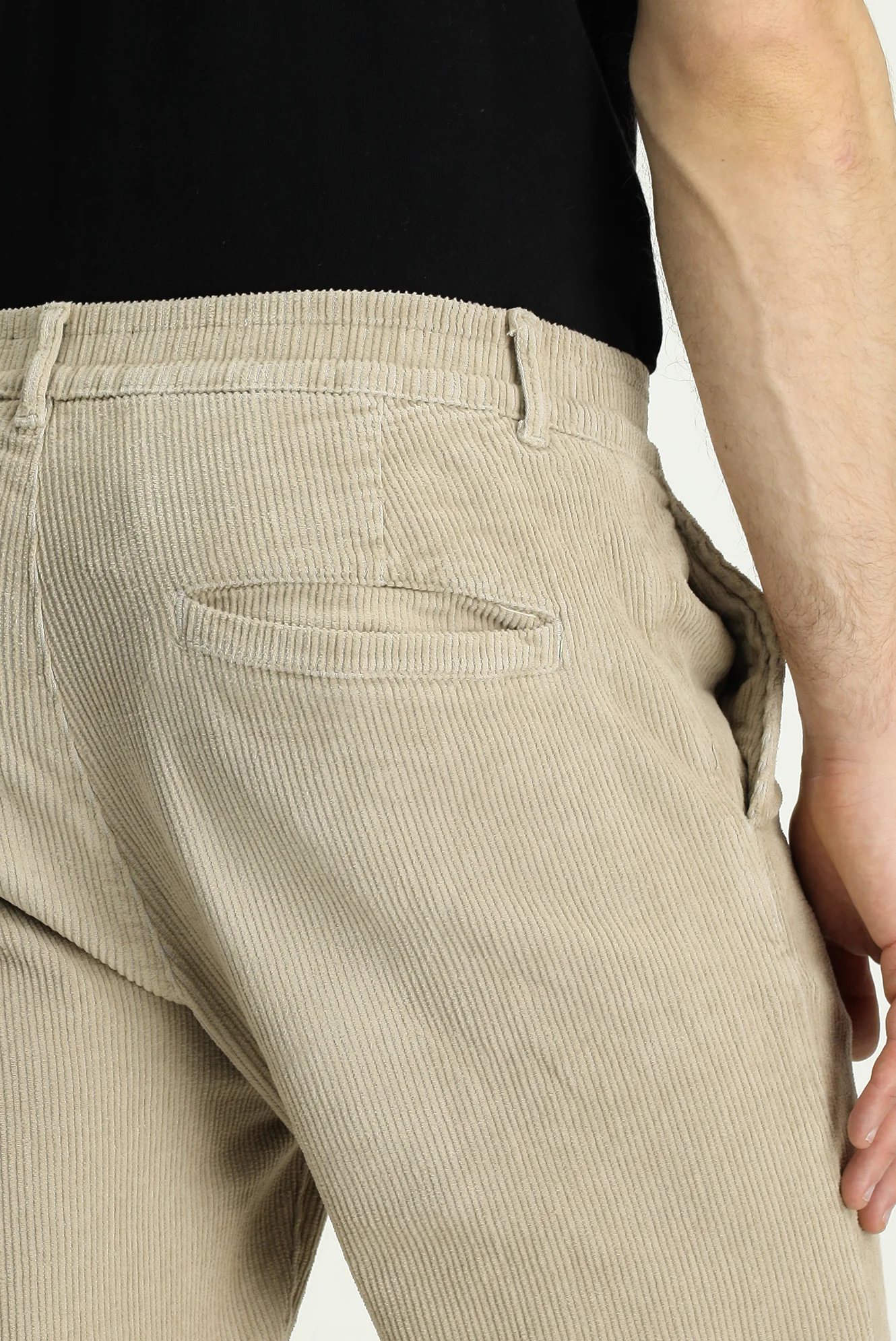 Açık Vizon Tapered Fit Likralı Kadife Pantolon - Image 7