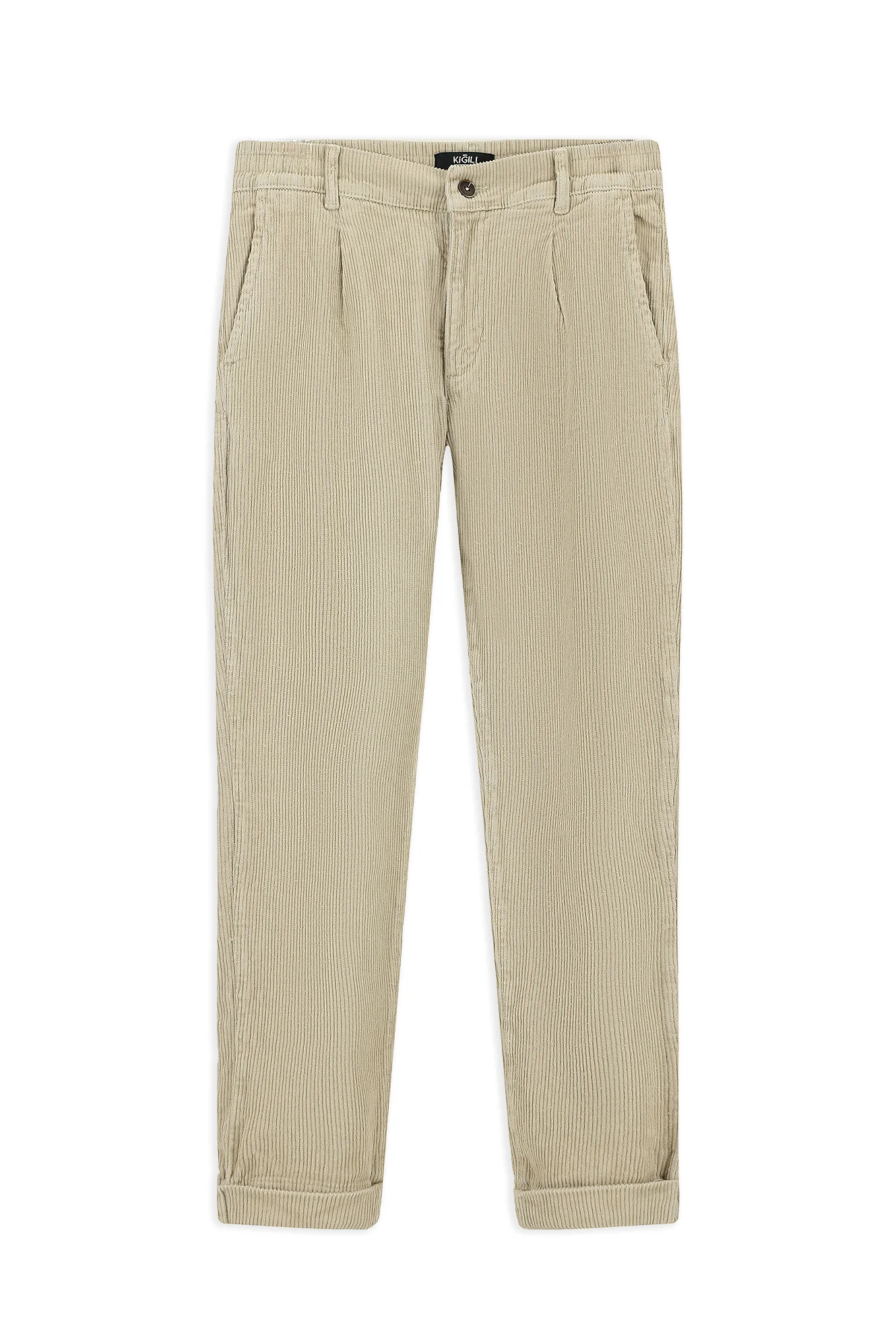 Açık Vizon Tapered Fit Likralı Kadife Pantolon - Image 8