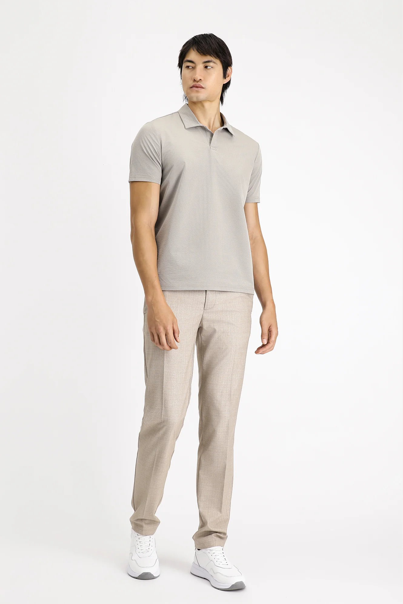 Açık Vizon Techno-Line Polo Yaka Regular Fit Baskılı Tişört - Image 2