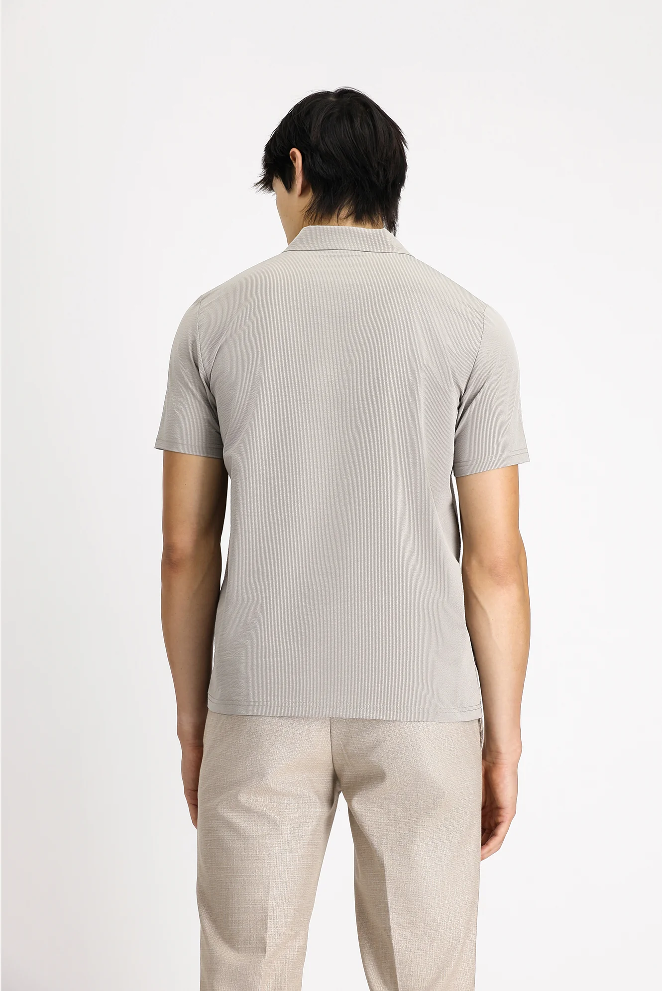Açık Vizon Techno-Line Polo Yaka Regular Fit Baskılı Tişört - Image 4