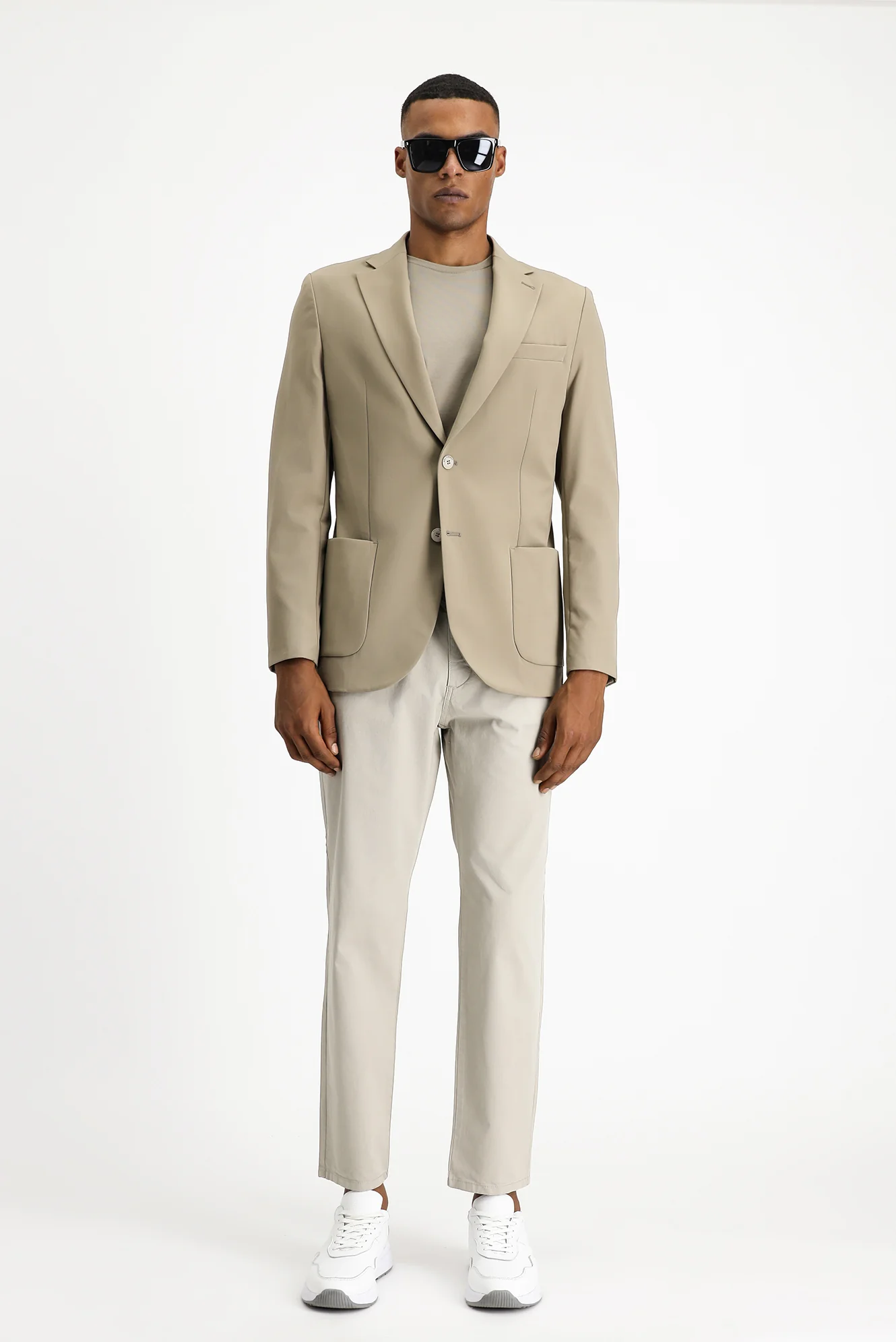 Açık Vizon Techno-Line 7 Drop Slim Fit Dar Kesim Likralı Ceket - Image 3