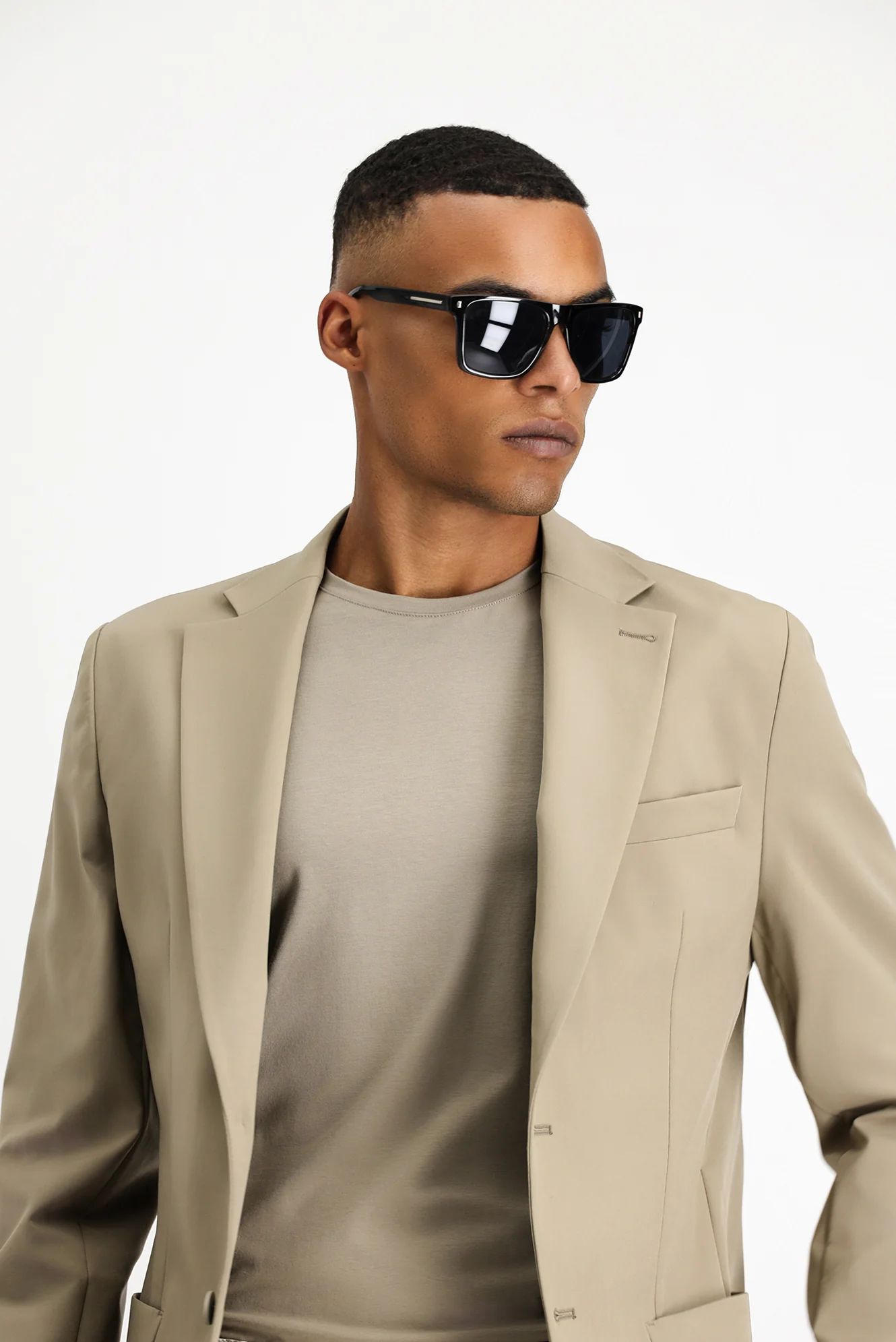 Açık Vizon Techno-Line 7 Drop Slim Fit Dar Kesim Likralı Ceket - Image 4