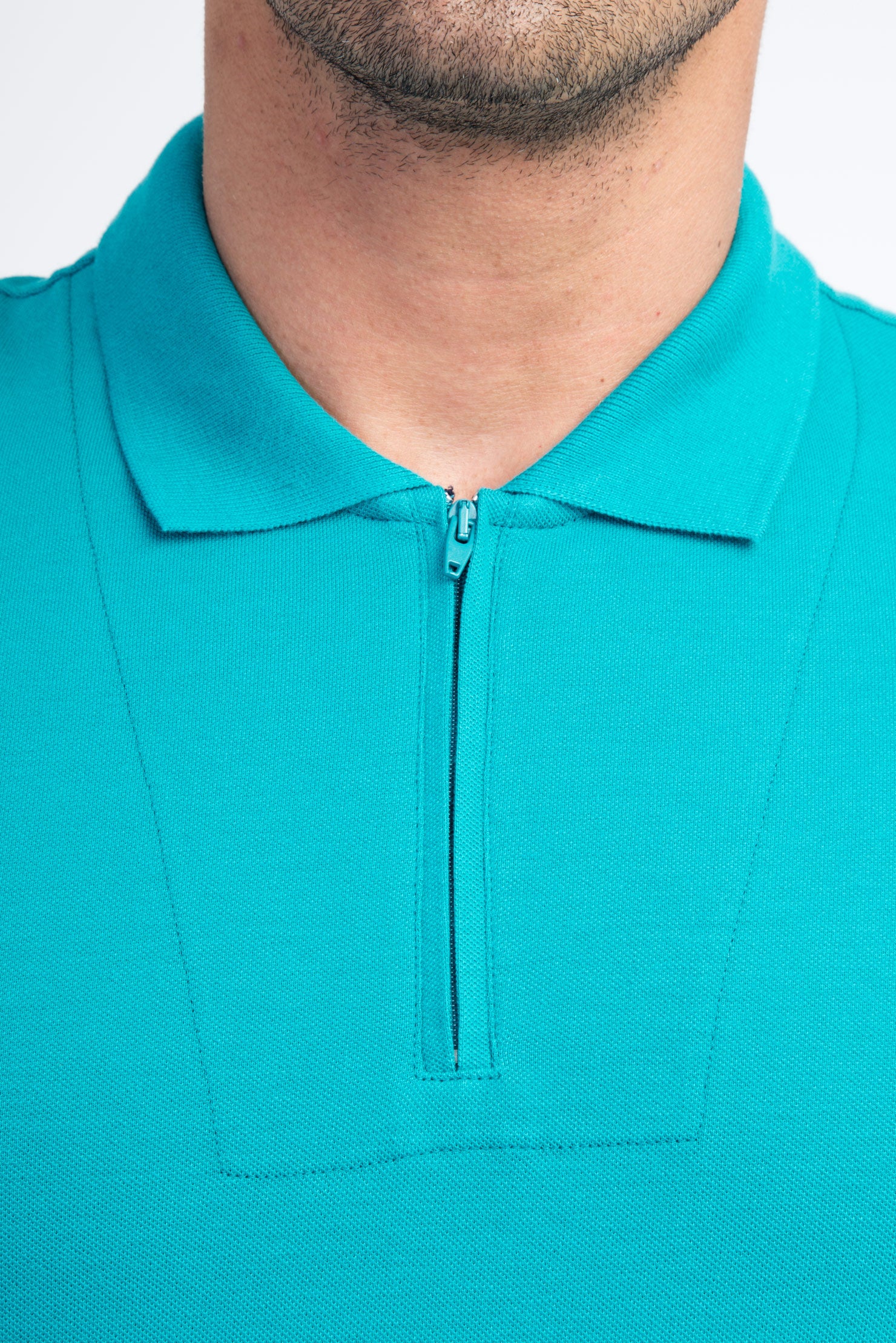 Açık Yeşil Polo Yaka Regular Fit Pamuk Tişört - Image 4