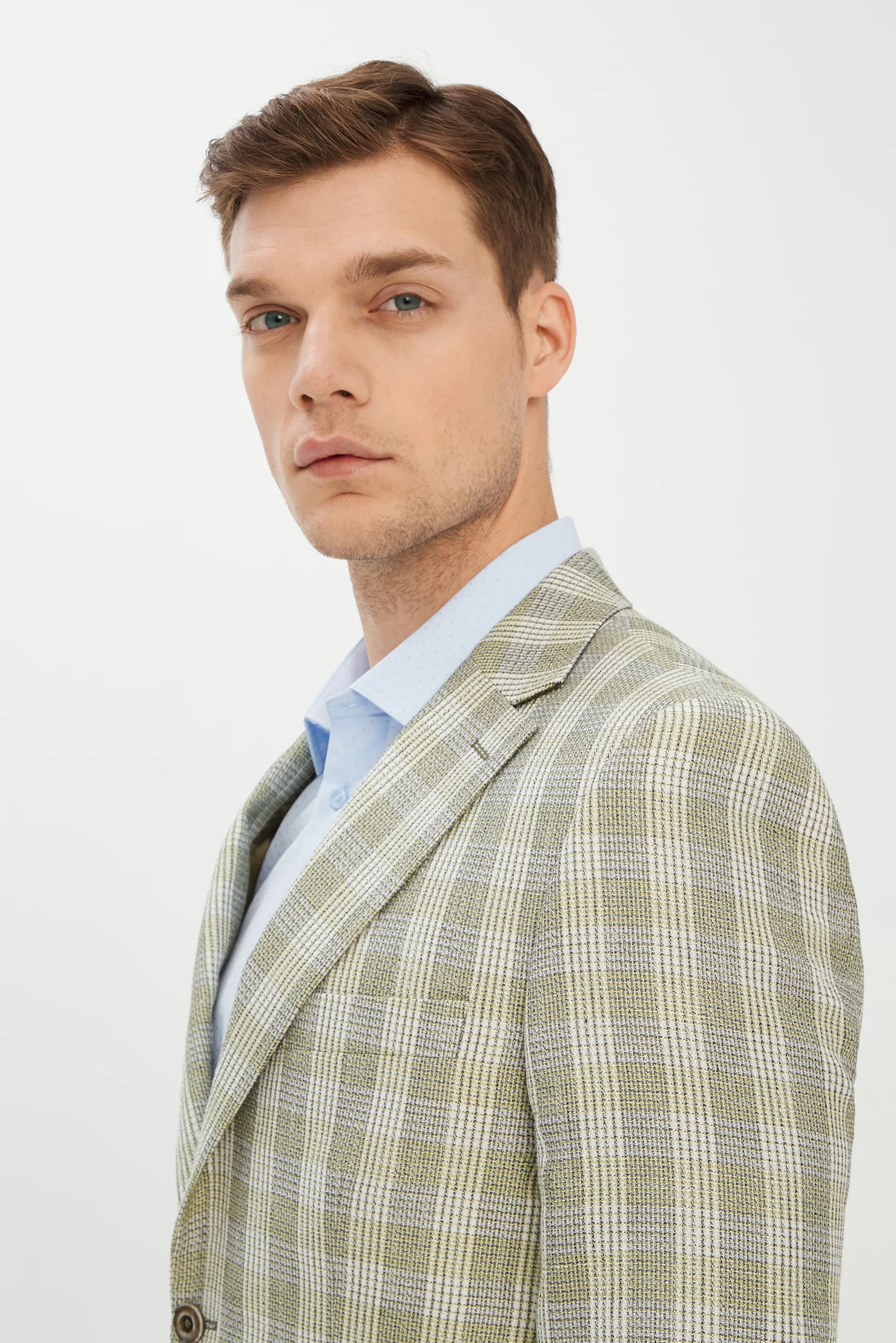 Açık Yeşil 6 Drop Regular Fit Standart Kesim Ekose Ceket - Image 3