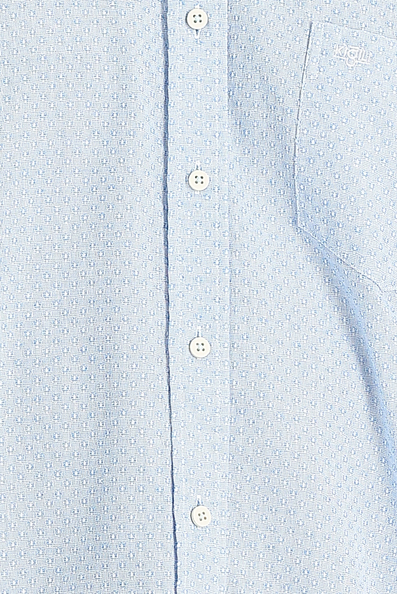 Aqua Mavisi Kısa Kol Regular Fit Desenli Gömlek - Image 3