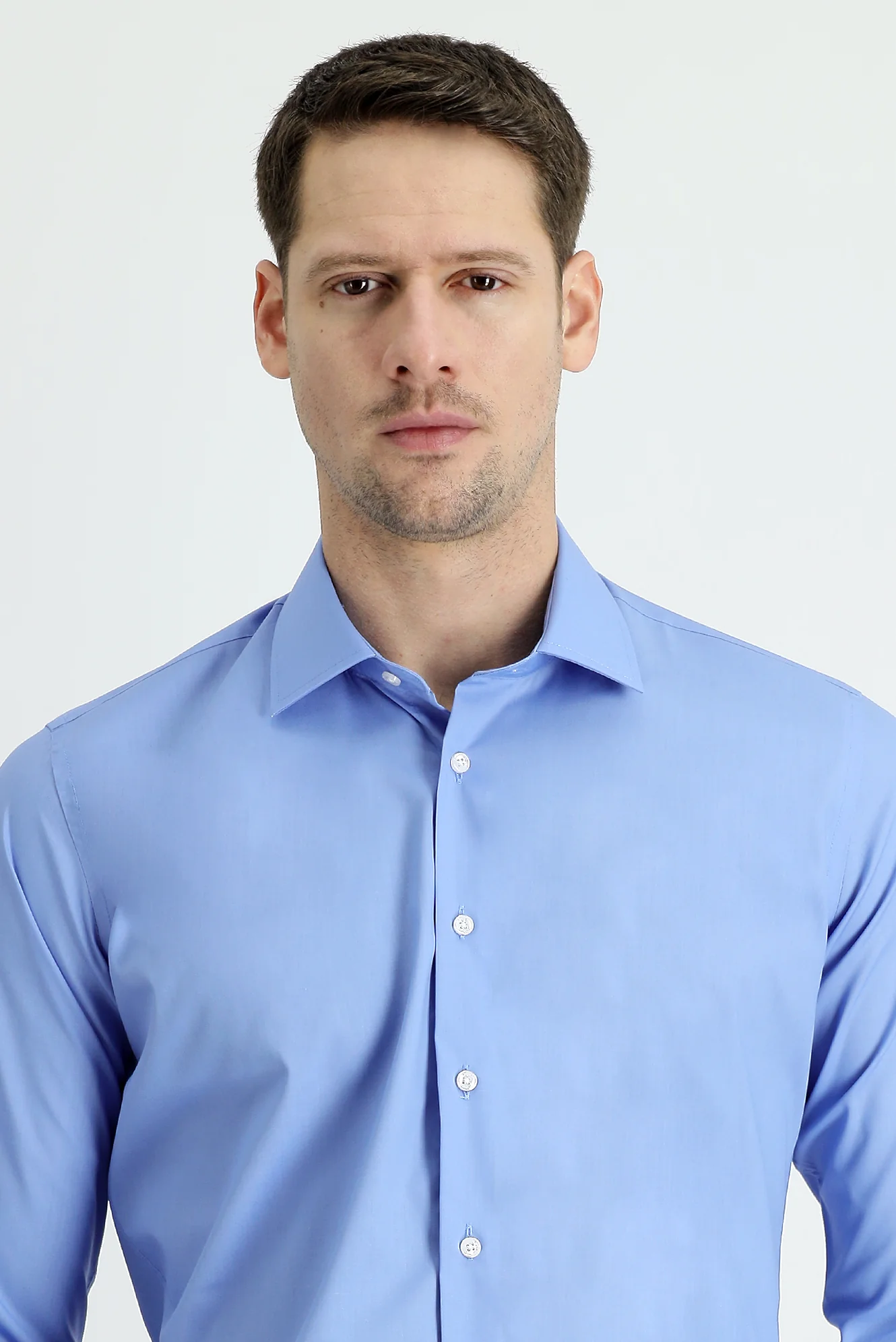 Aqua Mavisi Uzun Kol Slim Fit Dar Kesim Non Iron Klasik Pamuklu Kolay Ütülenebilir Gömlek