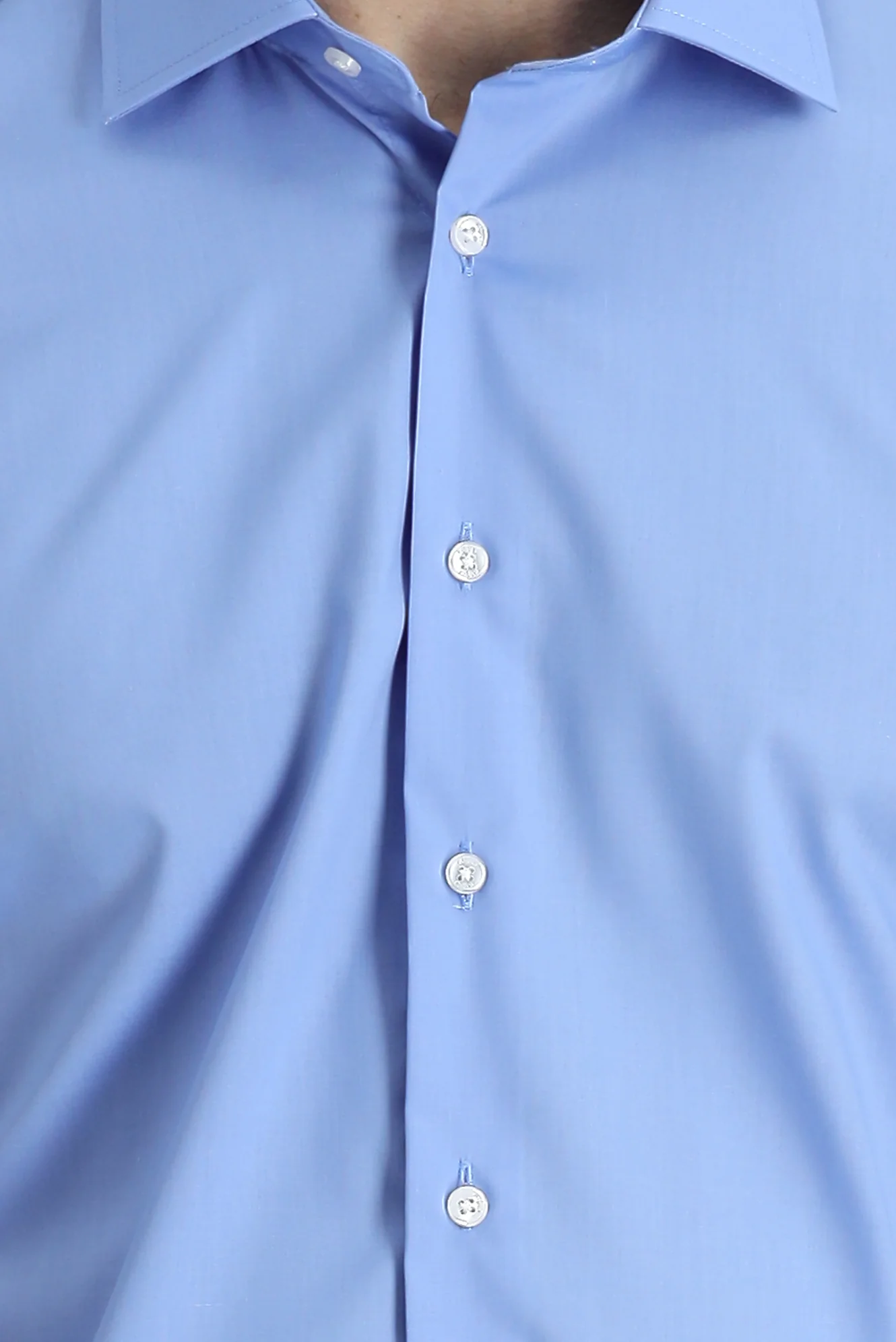 Aqua Mavisi Uzun Kol Slim Fit Dar Kesim Non Iron Klasik Pamuklu Kolay Ütülenebilir Gömlek - Image 4