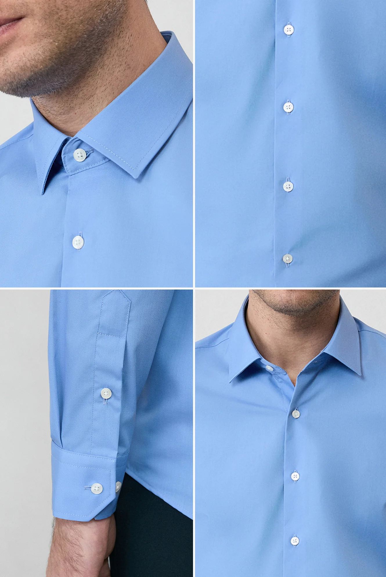 Aqua Mavisi Uzun Kol Slim Fit Non Iron Ütü Gerektirmeyen Pamuklu Klasik Gömlek - Image 4