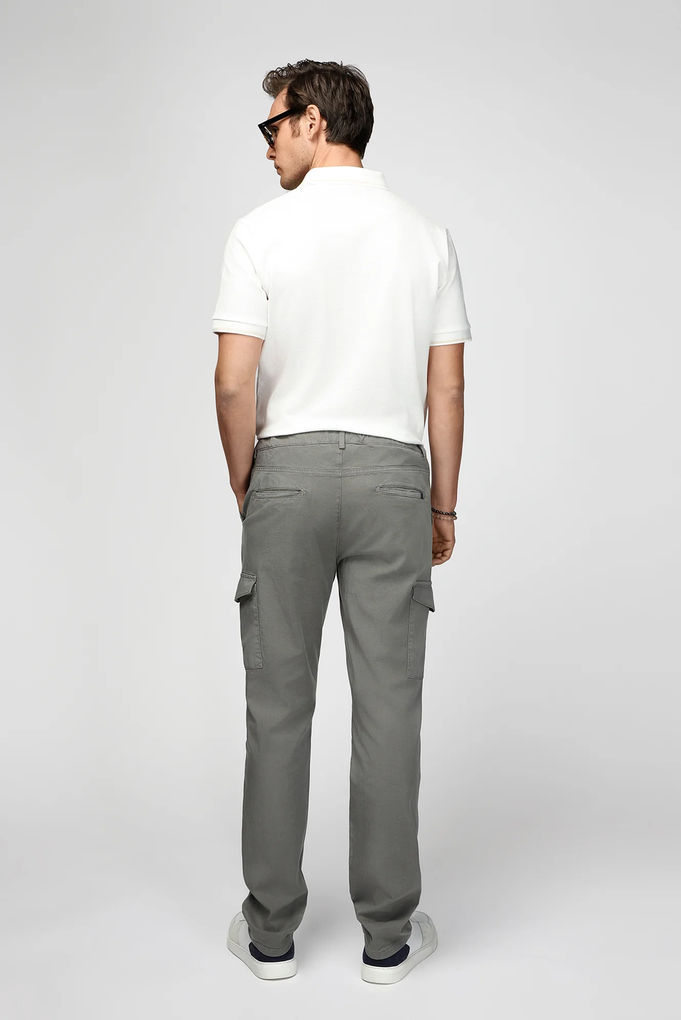 Asker Haki Regular Fit Standart Kesim Likralı Beli Lastikli İpli Lyocell Karışımlı Kargo Cepli Jogger Pantolon - Image 4