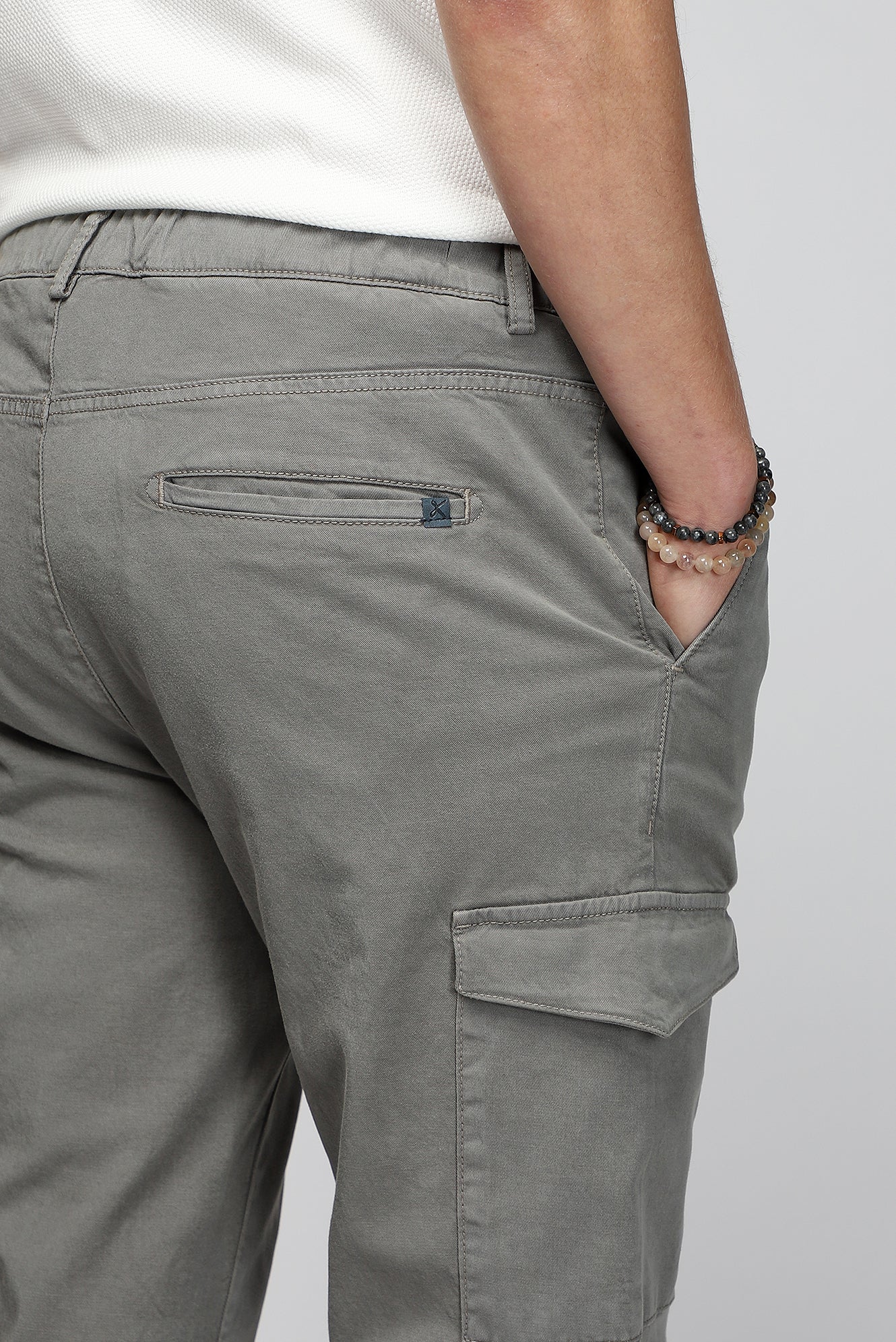 Asker Haki Regular Fit Standart Kesim Likralı Beli Lastikli İpli Lyocell Karışımlı Kargo Cepli Jogger Pantolon - Image 6