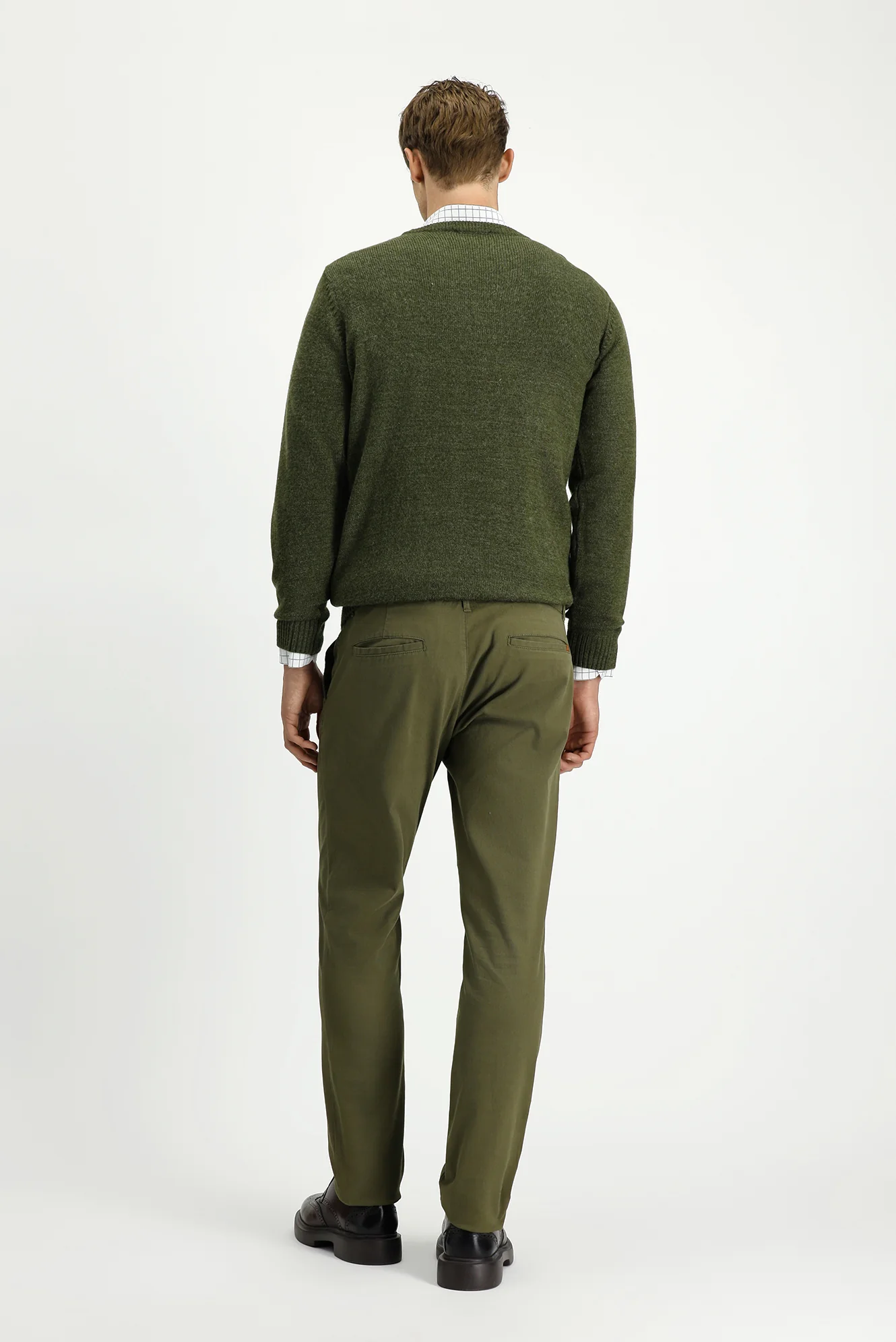 Asker Haki Regular Fit Standart Kesim Likralı Pileli Kanvas / Chino Pantolon - Image 4