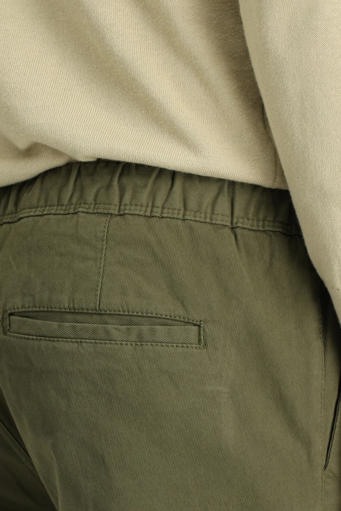 Asker Haki Slim Fit Dar Kesim Likralı Beli Lastikli İpli Jogger Pantolon - Image 6