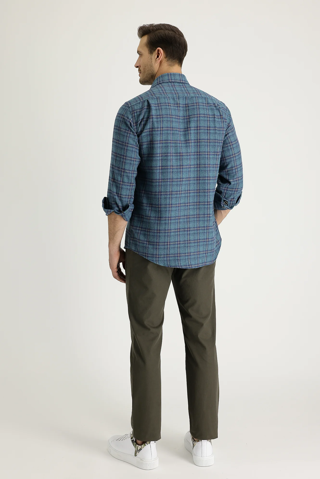 Asker Haki Slim Fit Dar Kesim Pamuk Kanvas / Chino Pantolon - Image 4