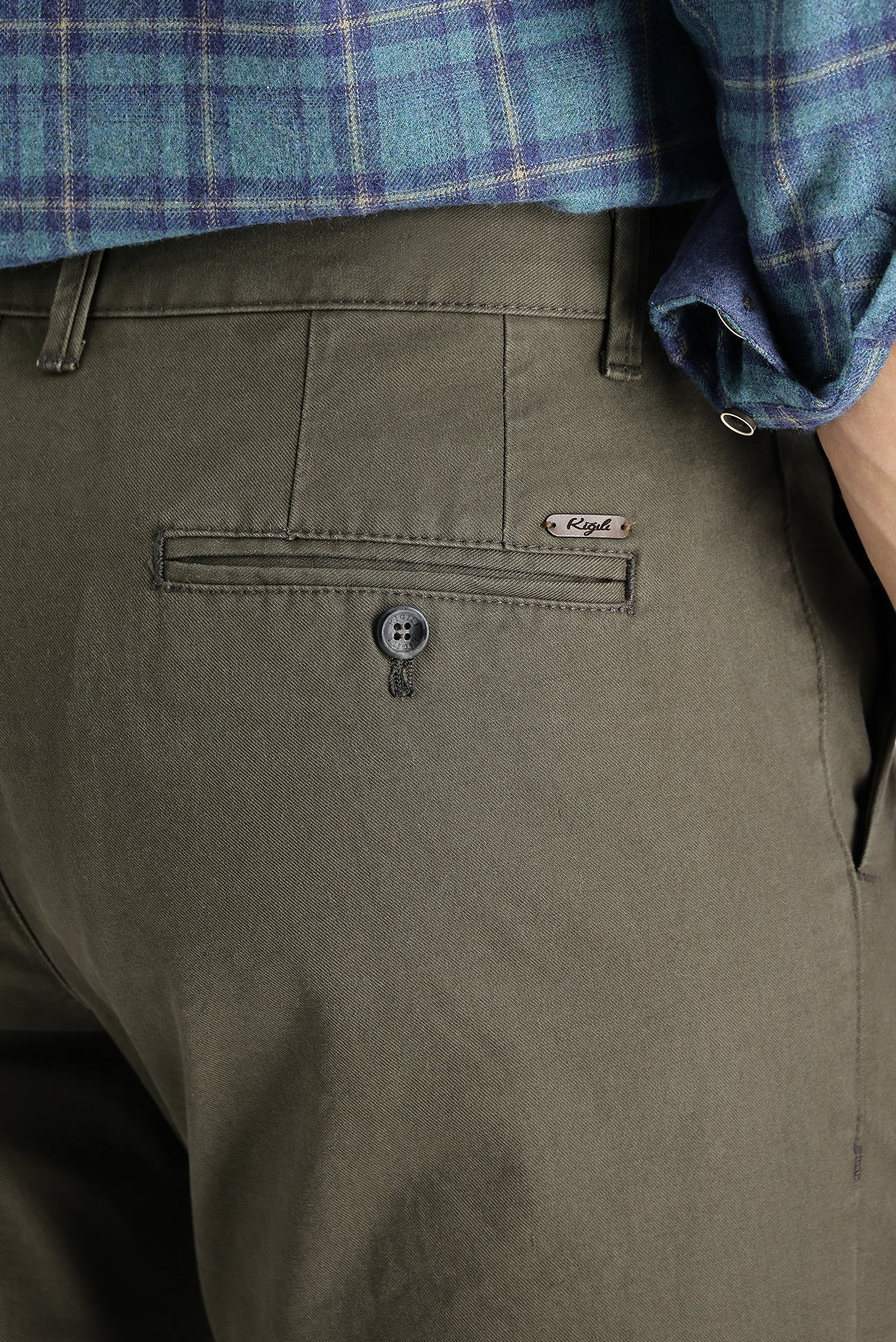Asker Haki Slim Fit Dar Kesim Pamuk Kanvas / Chino Pantolon - Image 5