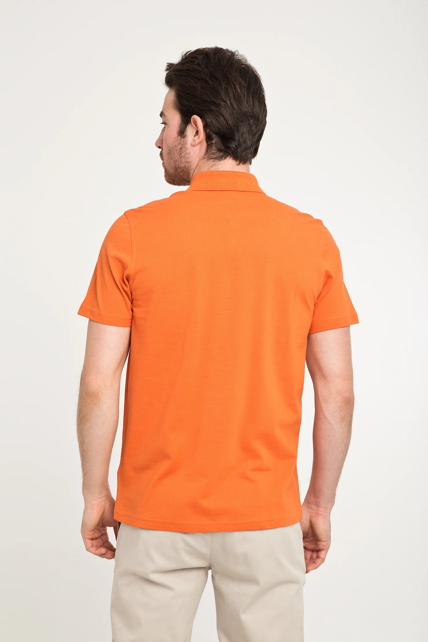 Bal Kabağı Cepli Polo Yaka Regular Fit Pamuk Tişört - Image 3