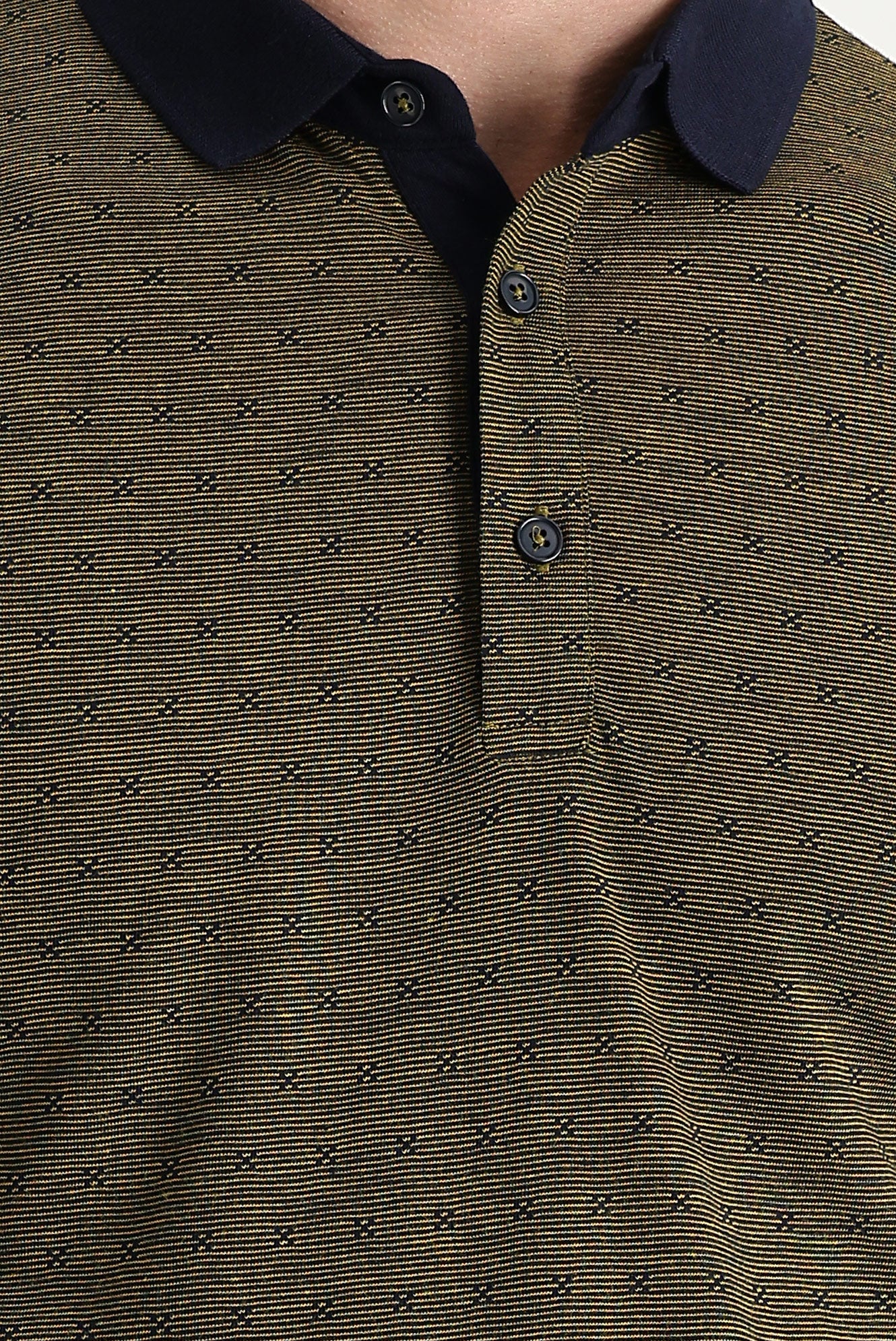 Bal Kabağı Polo Yaka Regular Fit Desenli Tişört - Image 3