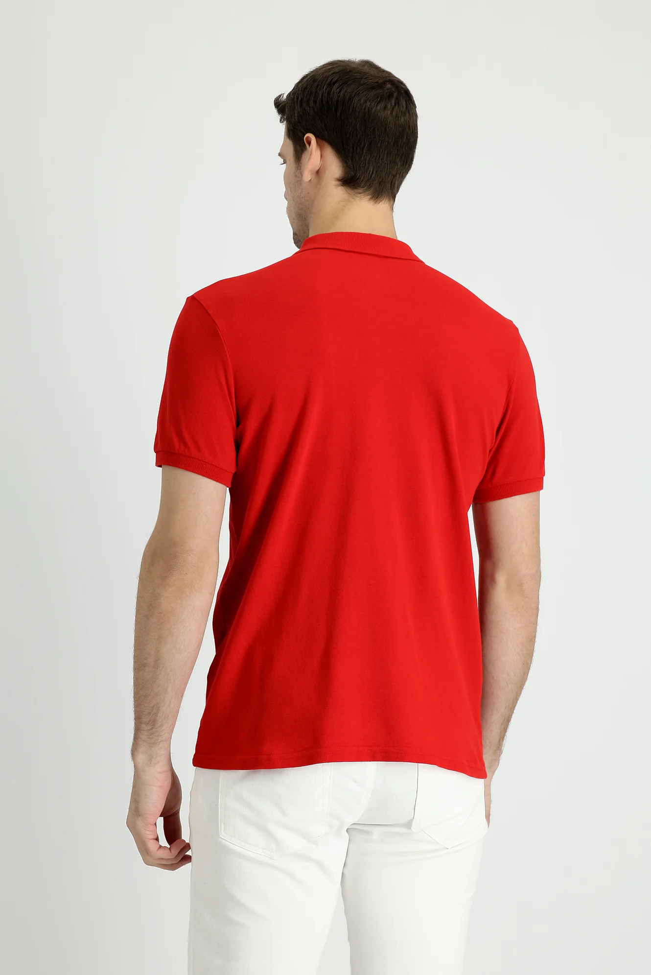 Bayrak Kırmızı Cepli Polo Yaka Slim Fit Dar Kesim Nakışlı Pamuk Tişört - Image 3