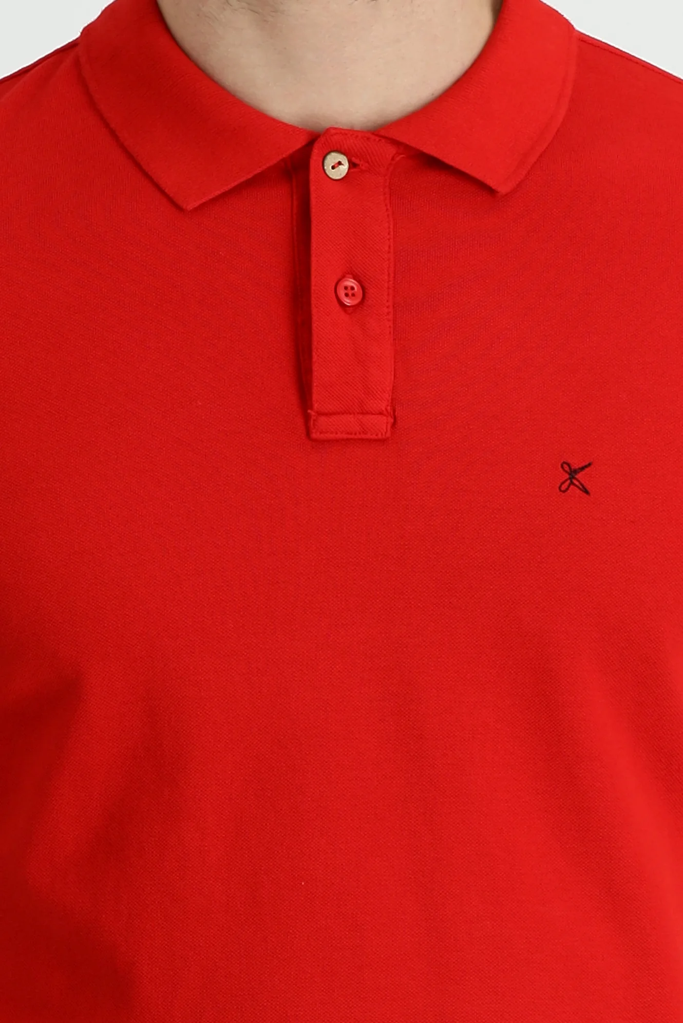 Bayrak Kırmızı Cepli Polo Yaka Slim Fit Dar Kesim Nakışlı Pamuk Tişört - Image 4