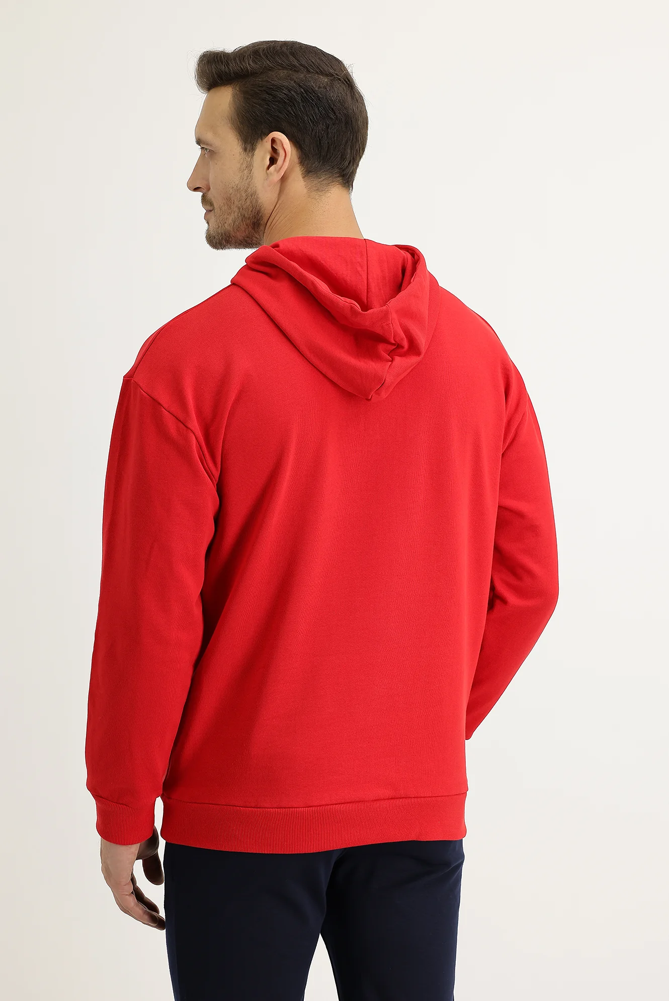 Bayrak Kırmızı Kapüşonlu Baskılı Pamuk Sweatshirt - Image 3