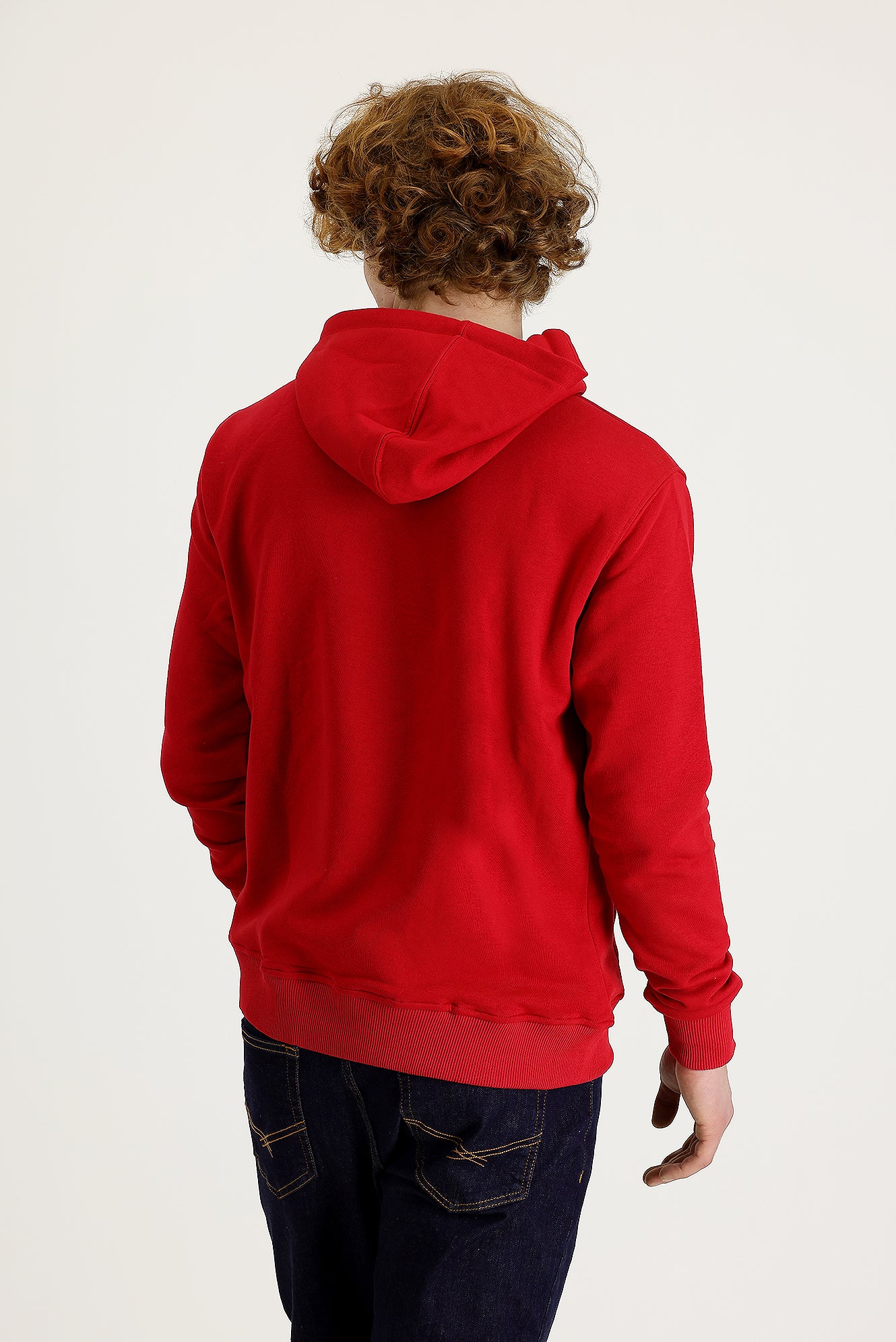 Bayrak Kırmızı Kapüşonlu Nakışlı Pamuklu Sweatshirt - Image 3