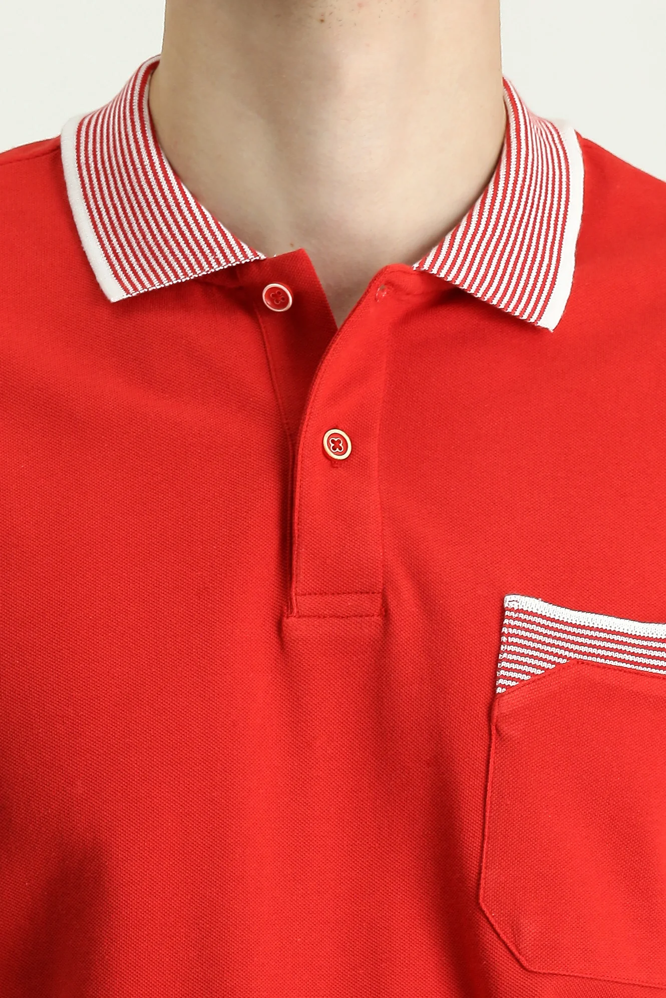 Bayrak Kırmızı Polo Yaka Regular Fit Desenli Pamuk Tişört - Image 4