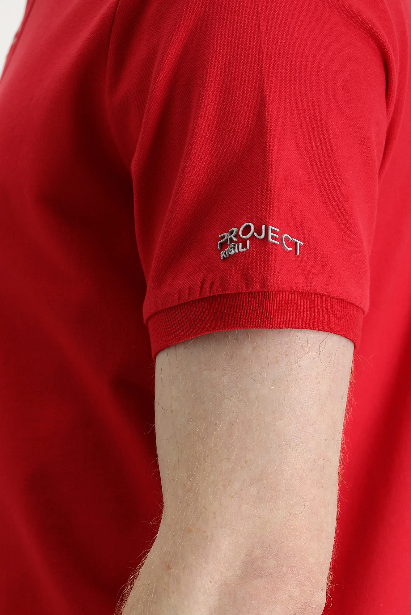 Bayrak Kırmızı Polo Yaka Slim Fit Dar Kesim Baskılı Tişört - Image 4