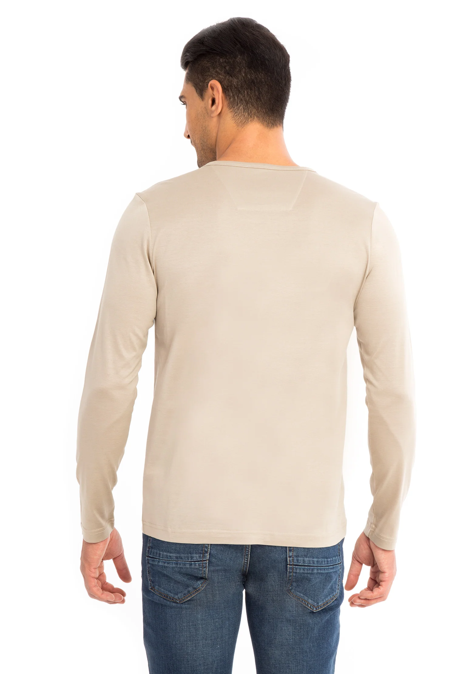 Bej Bisiklet Yaka Regular Fit Pamuk Sweatshirt - Image 3