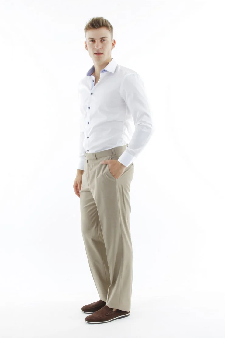 Bej 6 Drop Regular Fit Standart Kesim Klasik Kumaş Pantolon - Image 3