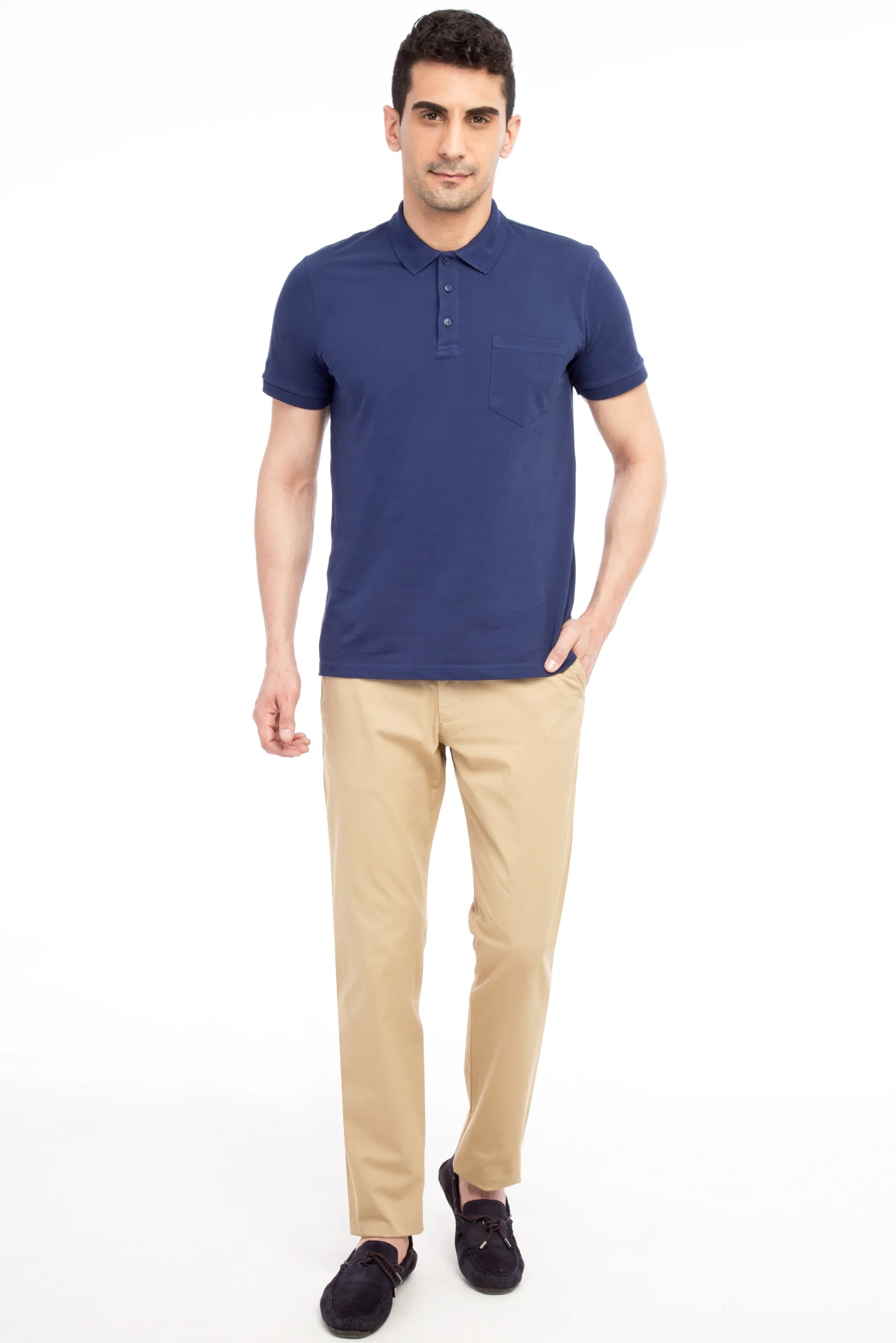 Bej Regular Fit Standart Kesim Desenli Likralı Kanvas / Chino Pantolon - Image 2