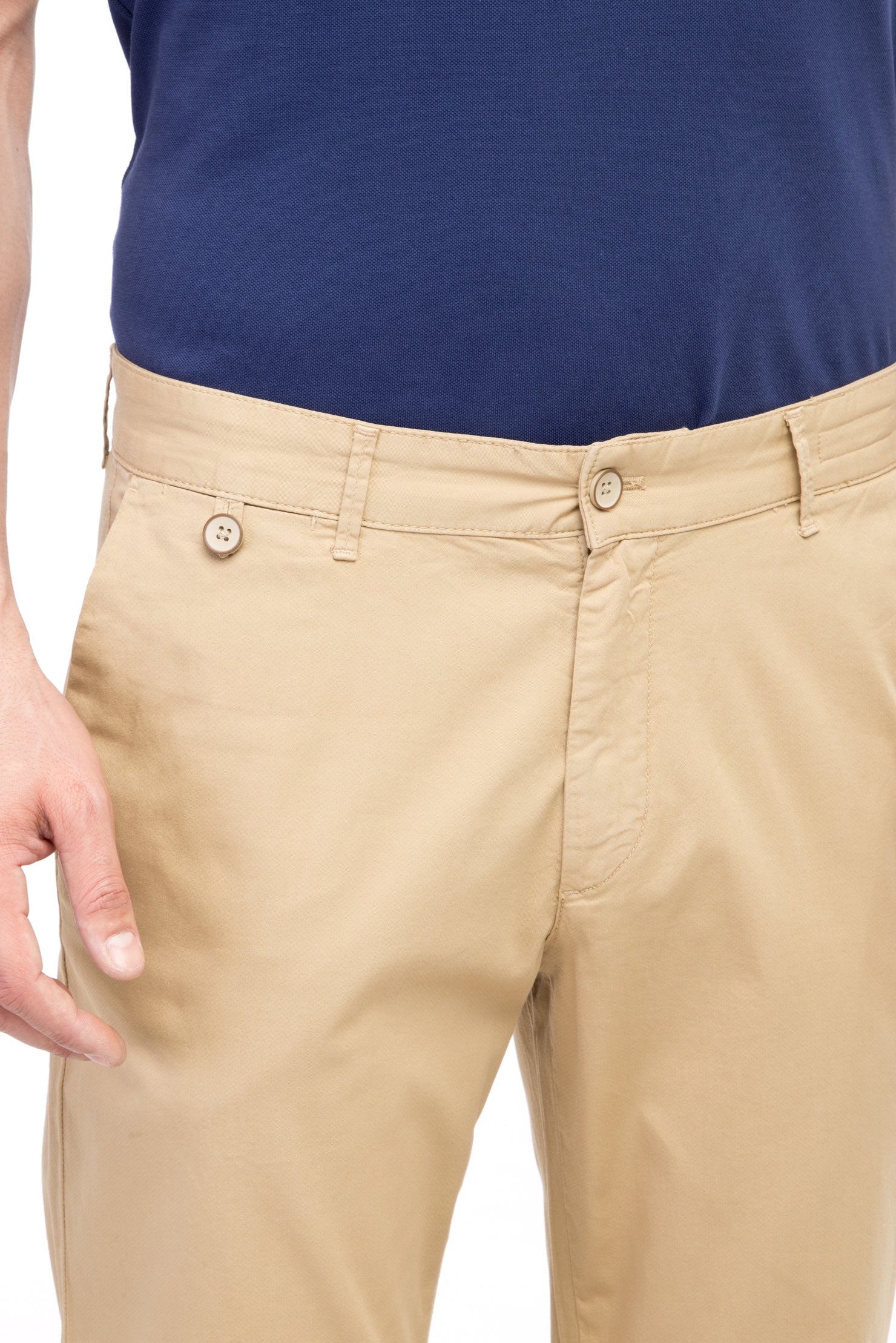 Bej Regular Fit Standart Kesim Desenli Likralı Kanvas / Chino Pantolon - Image 4