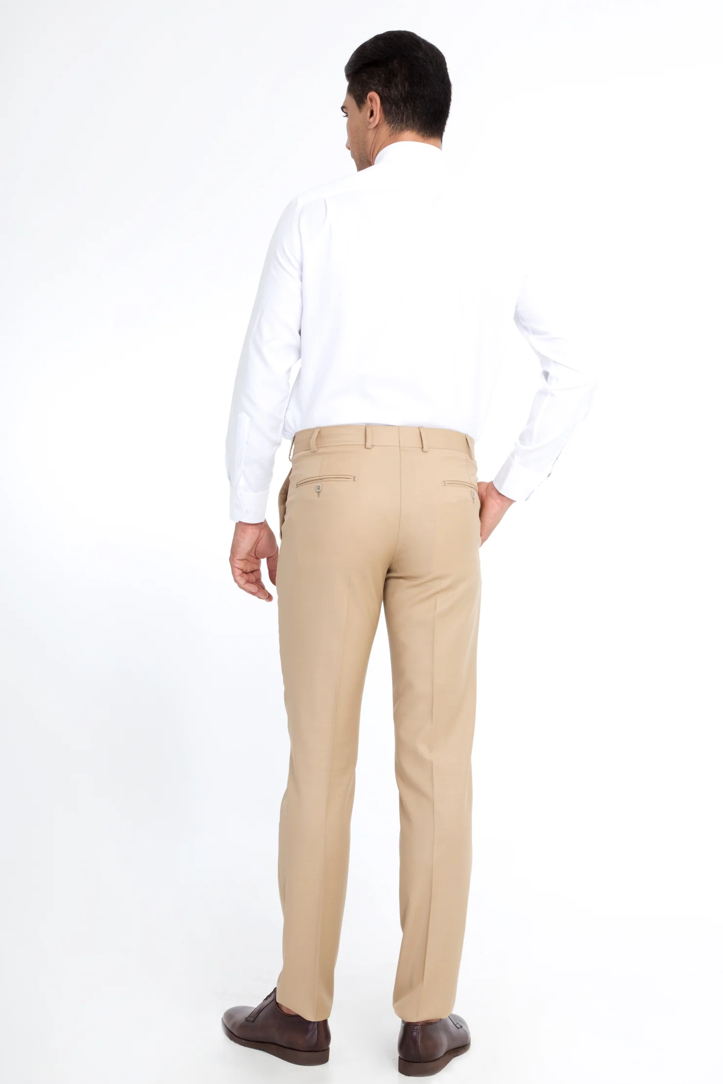 Bej 6 Drop Regular Fit Standart Kesim Yünlü Klasik Kumaş Pantolon - Image 3