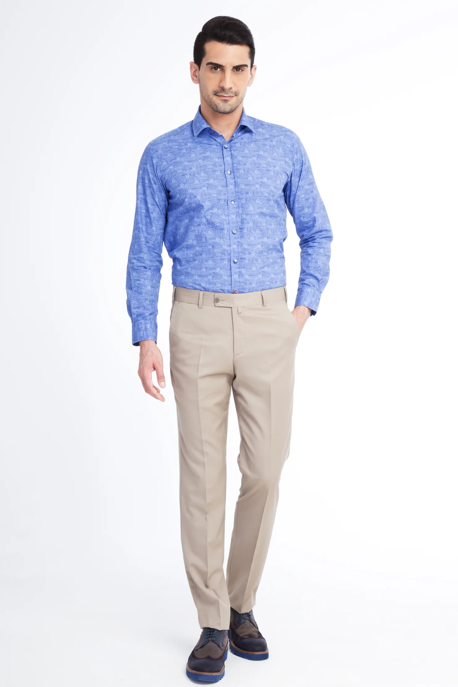 Bej 6 Drop Regular Fit Standart Kesim Yünlü Klasik Kumaş Pantolon
