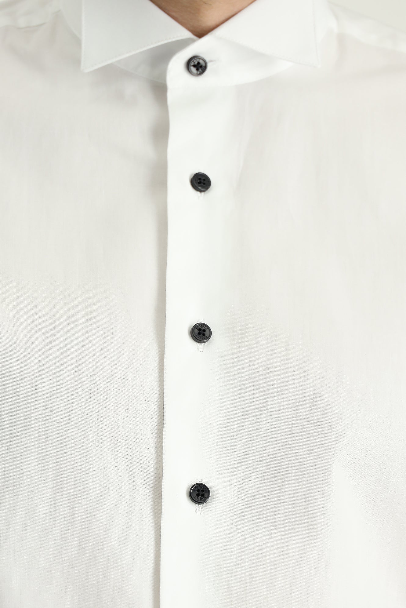 Beyaz Ata Yaka Slim Fit Dar Kesim Pamuk Gömlek - Image 5