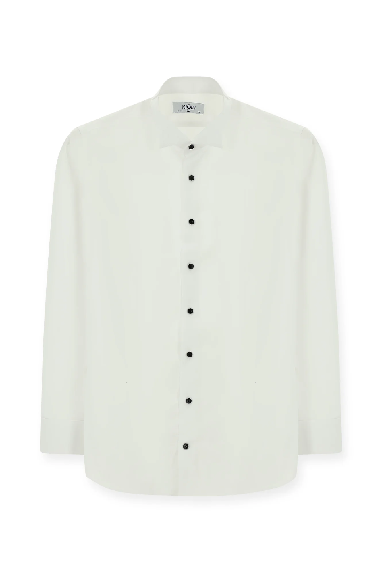 Beyaz Ata Yaka Slim Fit Dar Kesim Pamuk Gömlek - Image 6