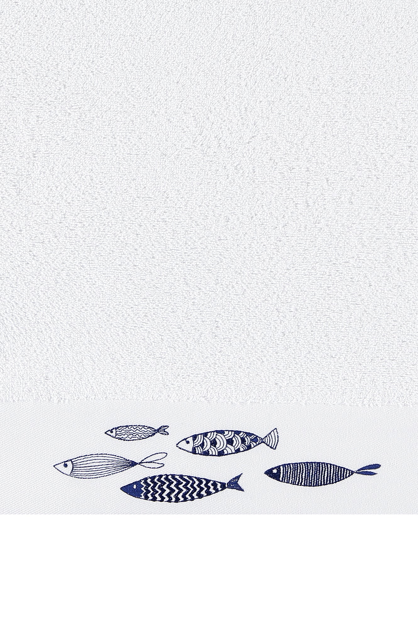 Beyaz Balık Nakışlı Pamuk Yüz Havlusu (50x90) - Image 6