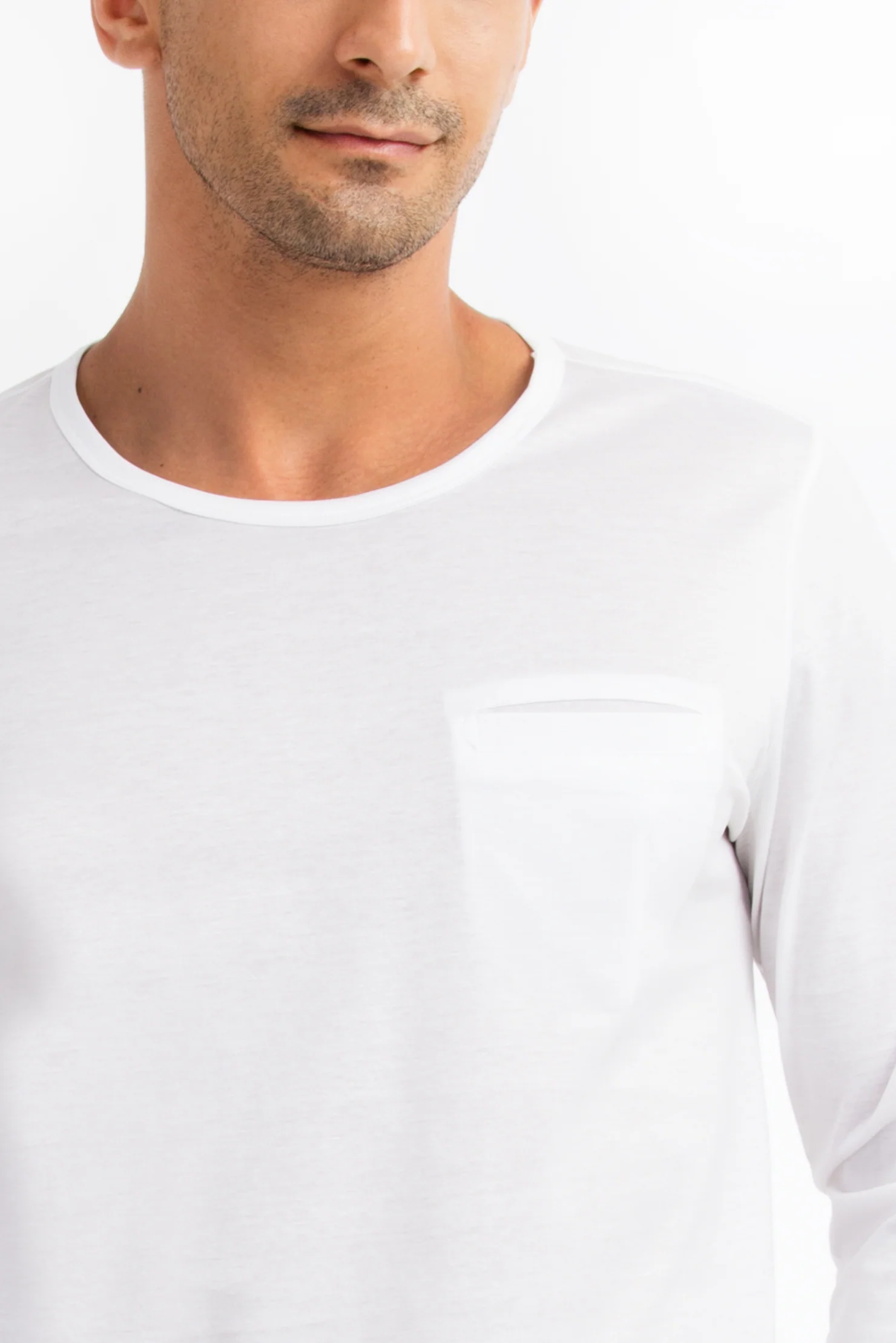 Beyaz Bisiklet Yaka Regular Fit Pamuk Sweatshirt - Image 2