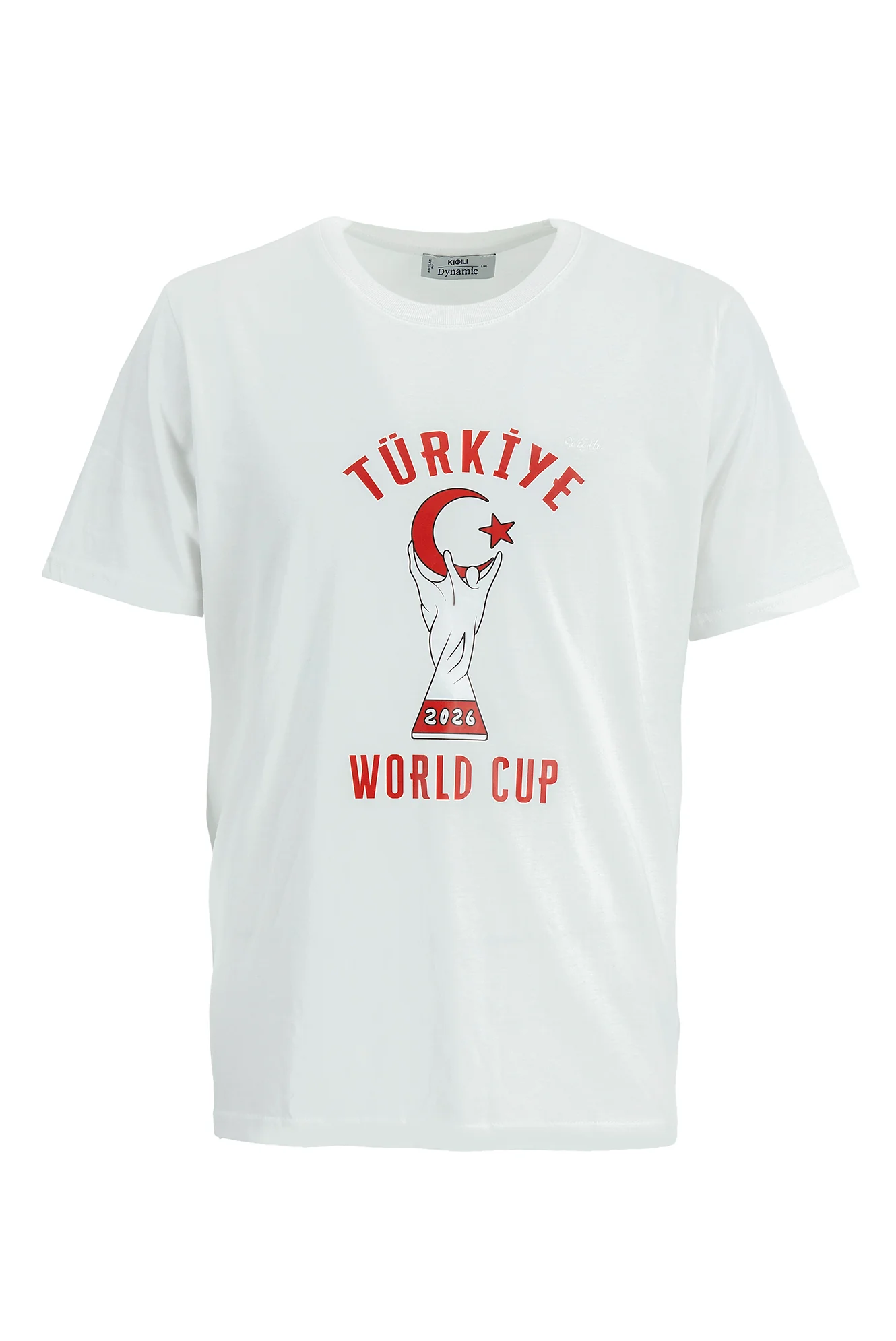 Beyaz Bisiklet Yaka Regular Fit %100 Pamuk Dünya Kupası Özel Baskılı Tişört - Image 3