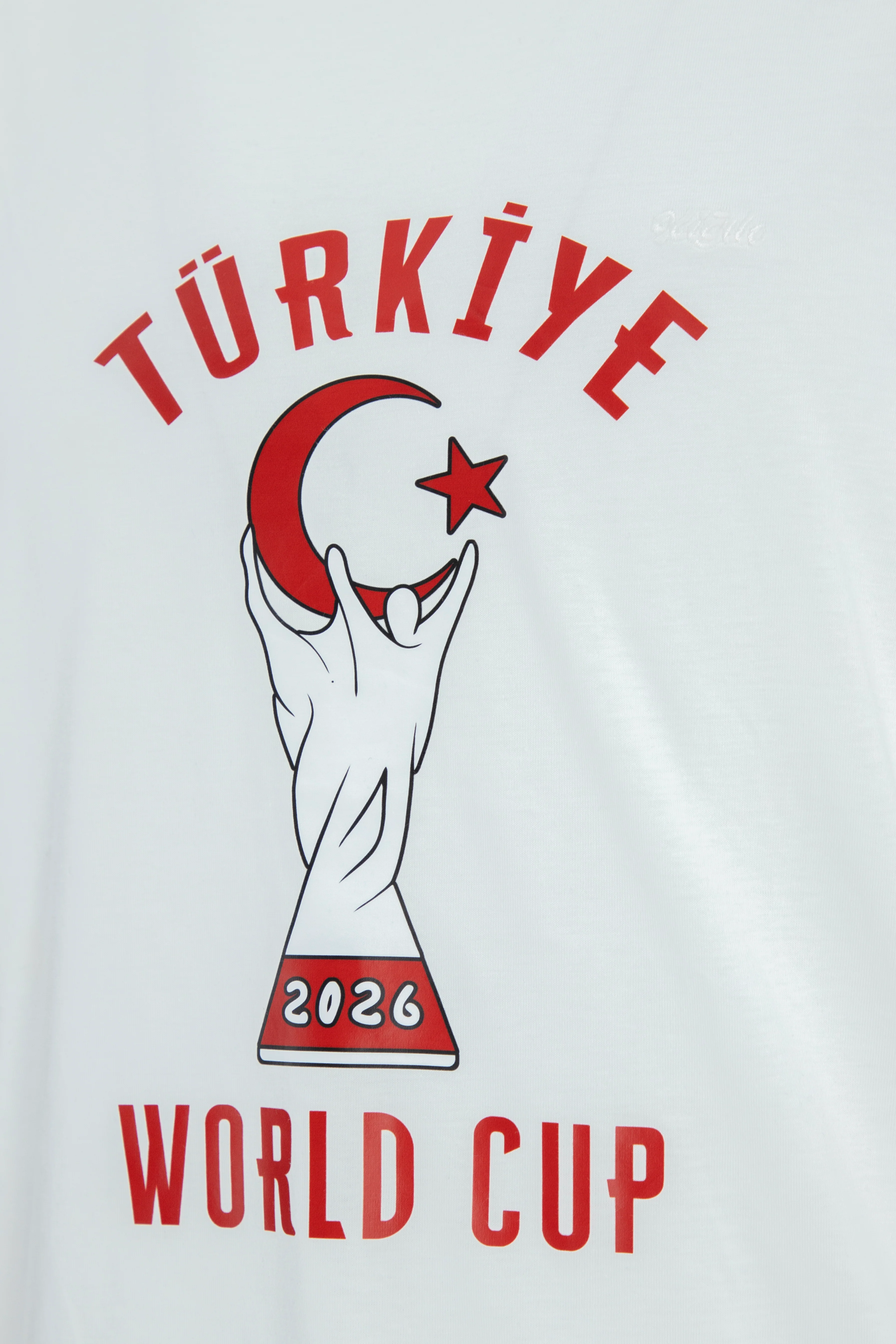 Beyaz Bisiklet Yaka Regular Fit %100 Pamuk Dünya Kupası Özel Baskılı Tişört - Image 4