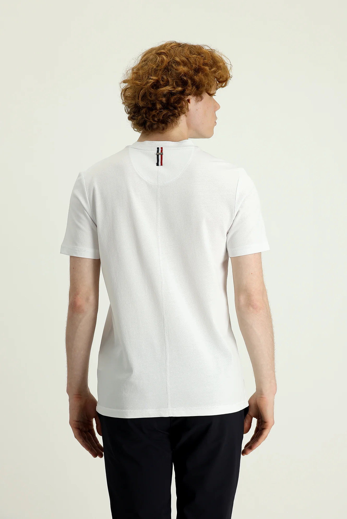 Beyaz Bisiklet Yaka Slim Fit Dar Kesim Baskılı Pamuklu Tişört - Image 3