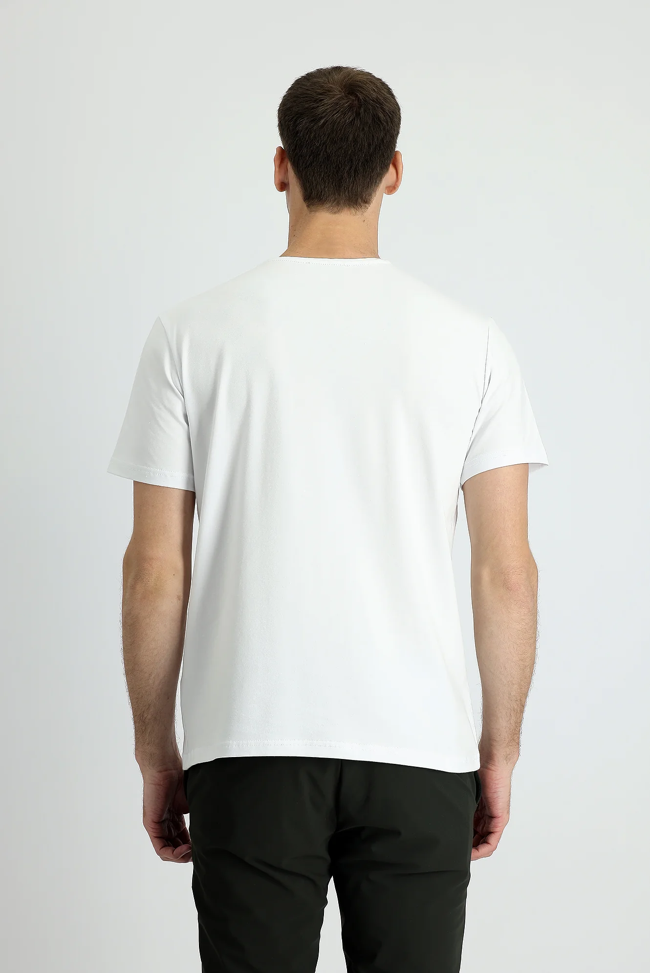 Beyaz Bisiklet Yaka Slim Fit Dar Kesim Nakışlı Süprem Tişört - Image 2