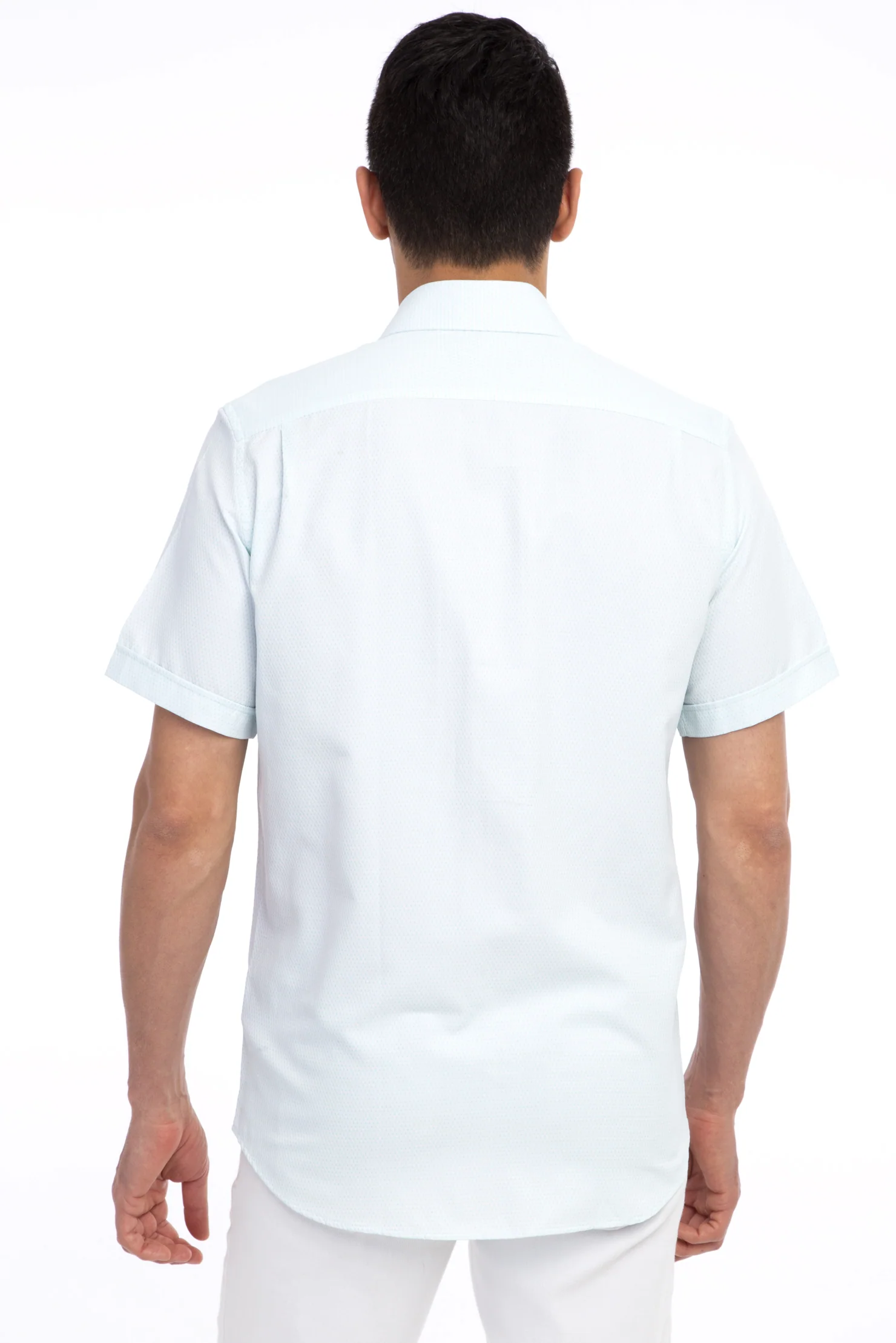 Beyaz Kısa Kol Regular Fit Desenli Gömlek - Image 2