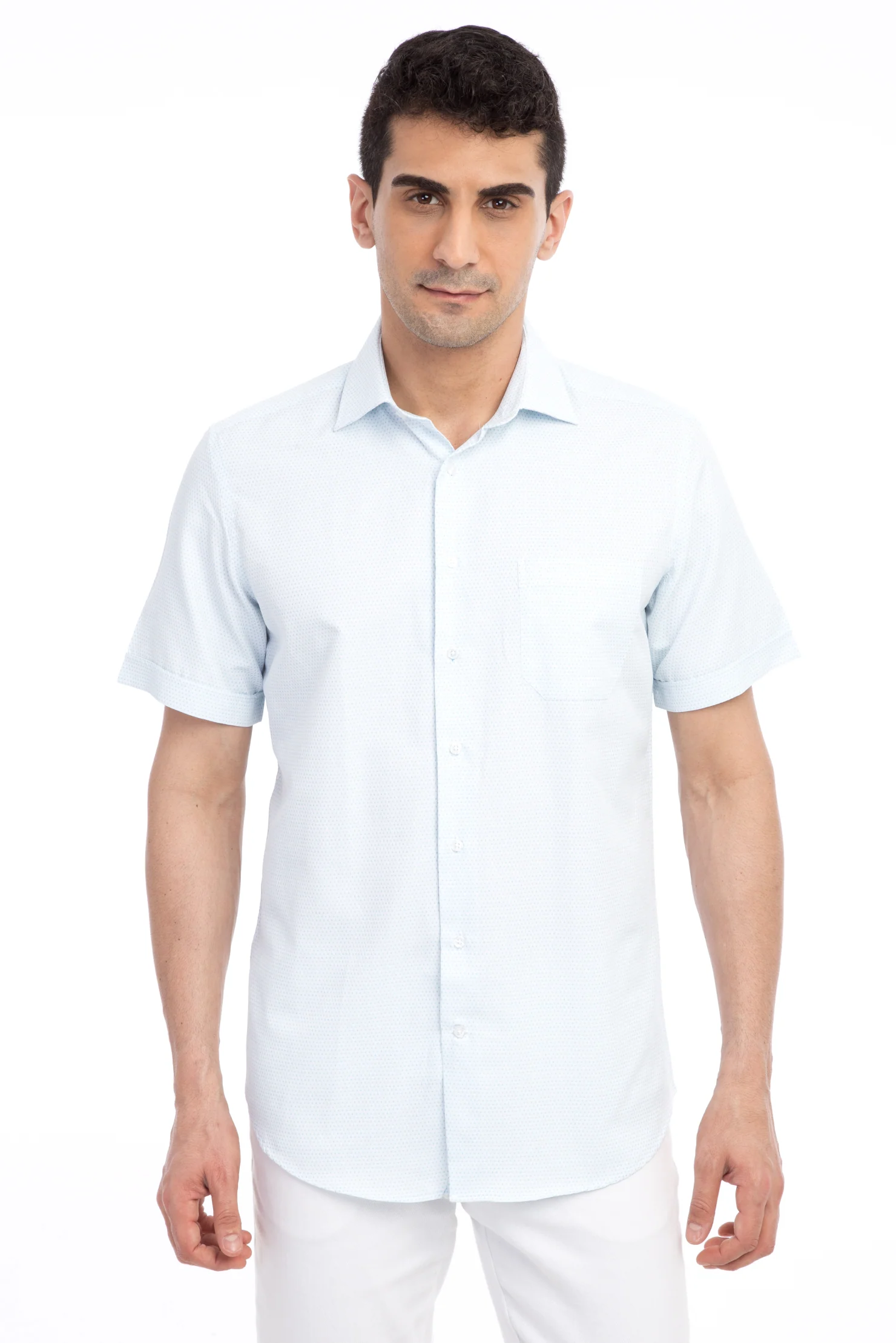 Beyaz Kısa Kol Regular Fit Gömlek - Image 2