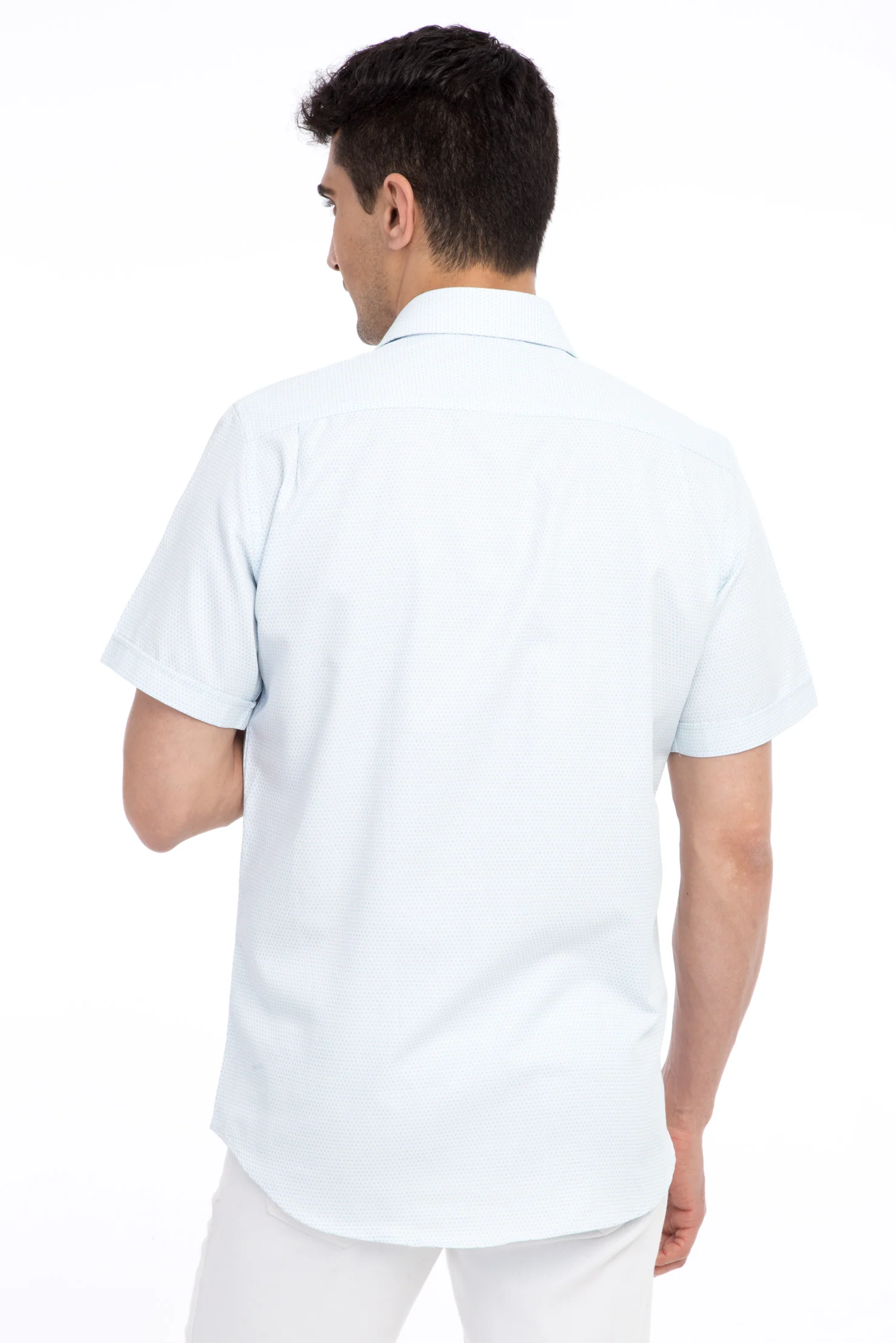 Beyaz Kısa Kol Regular Fit Gömlek - Image 3