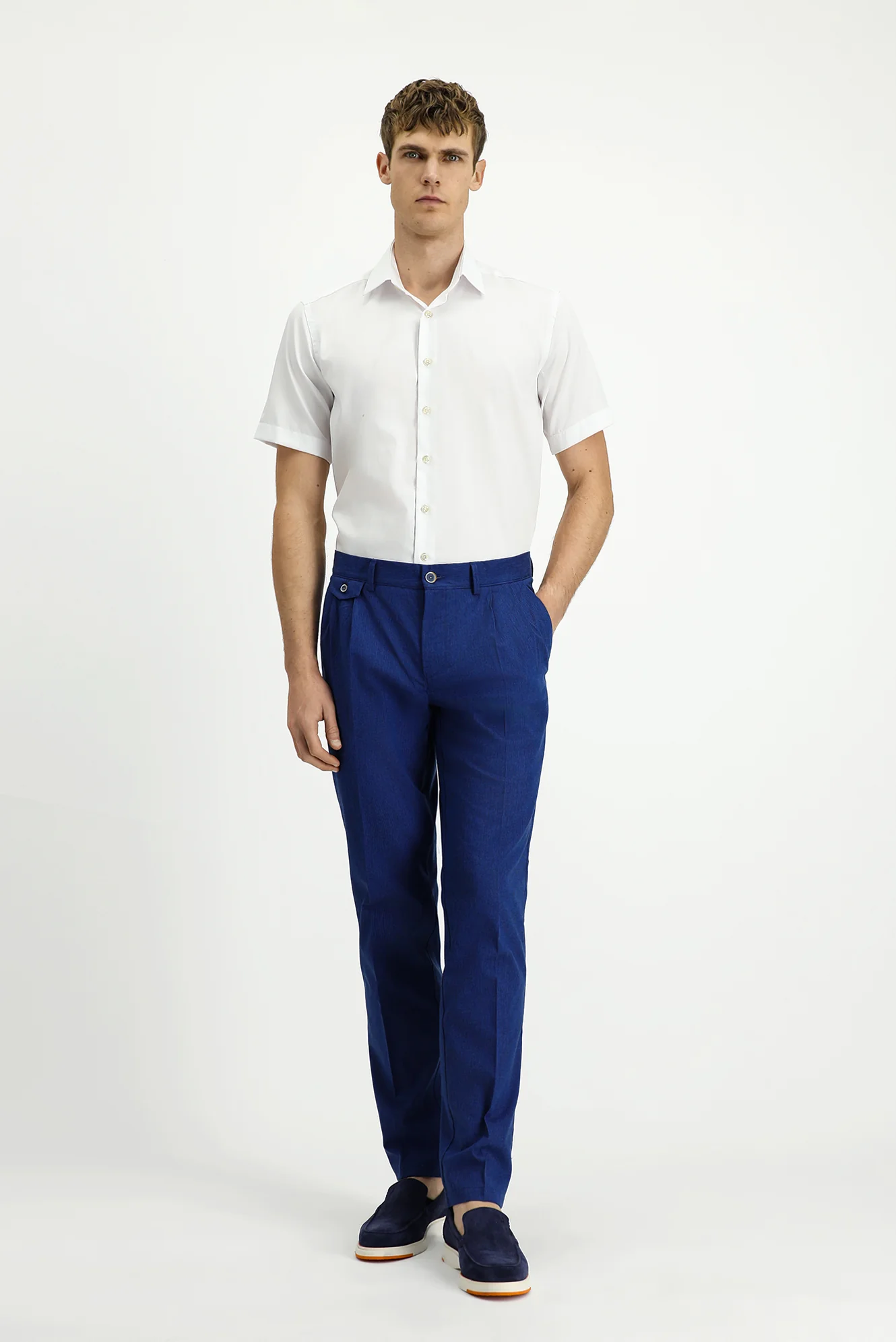 Beyaz Kısa Kol Regular Fit Non Iron Pamuklu Gömlek - Image 2