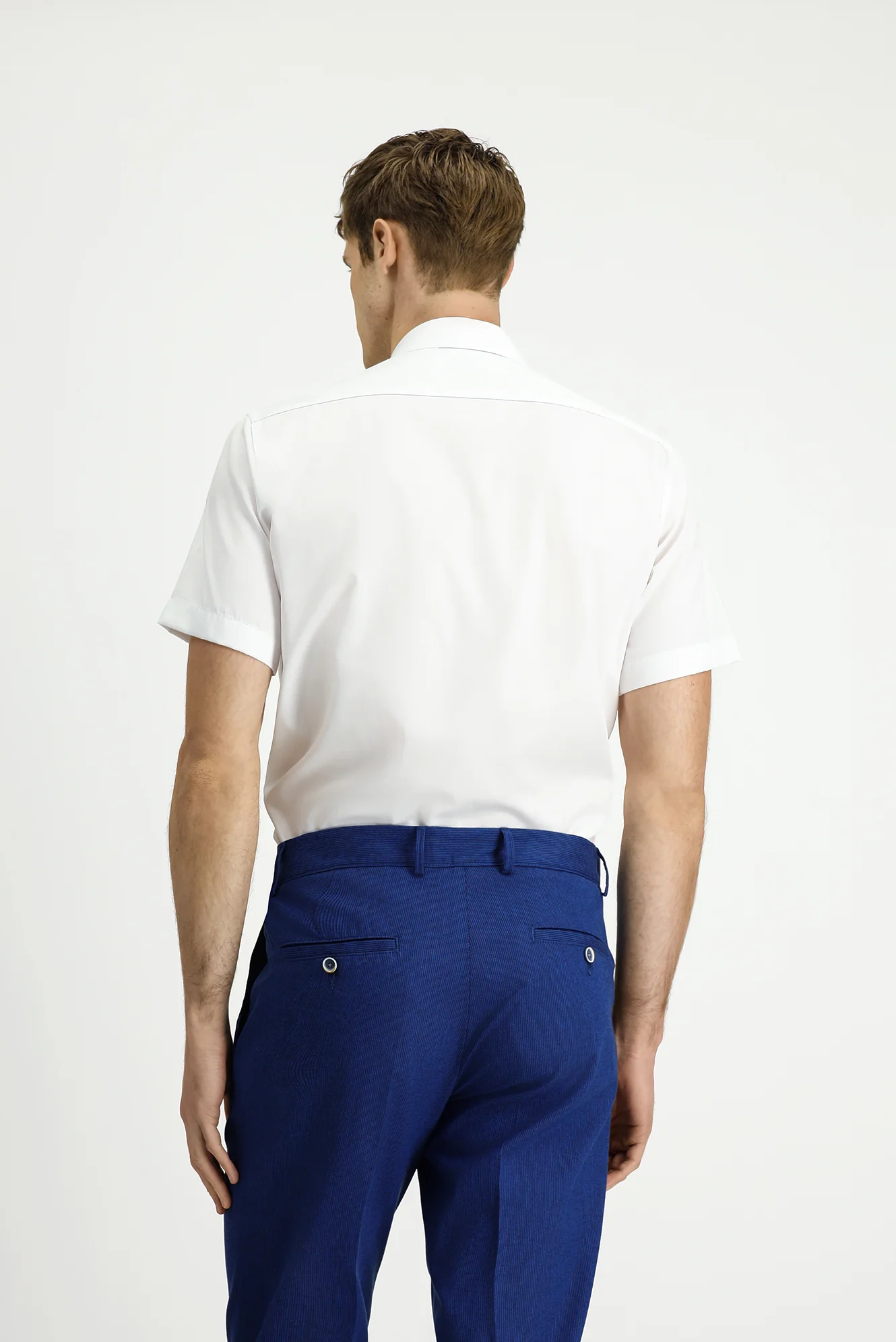 Beyaz Kısa Kol Regular Fit Non Iron Pamuklu Gömlek - Image 4