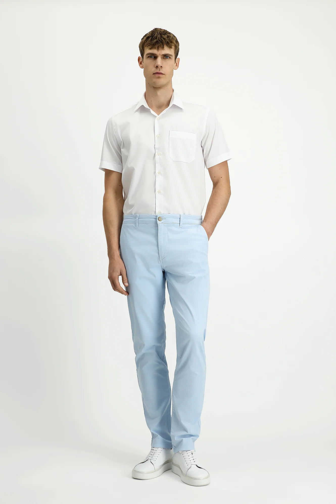 Beyaz Kısa Kol Regular Fit Pamuklu Non Iron Gömlek - Image 2