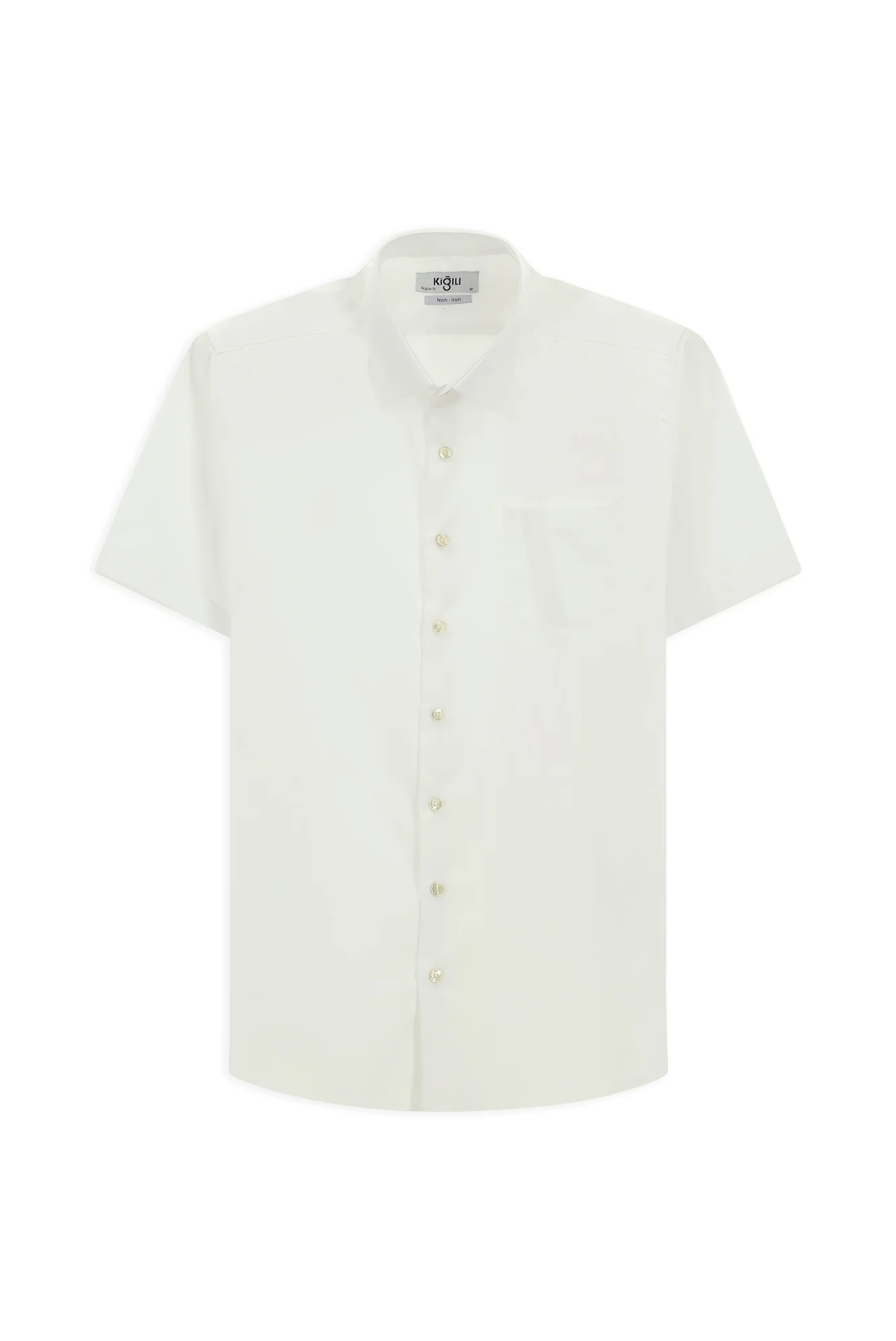 Beyaz Kısa Kol Regular Fit Pamuklu Non Iron Gömlek - Image 8