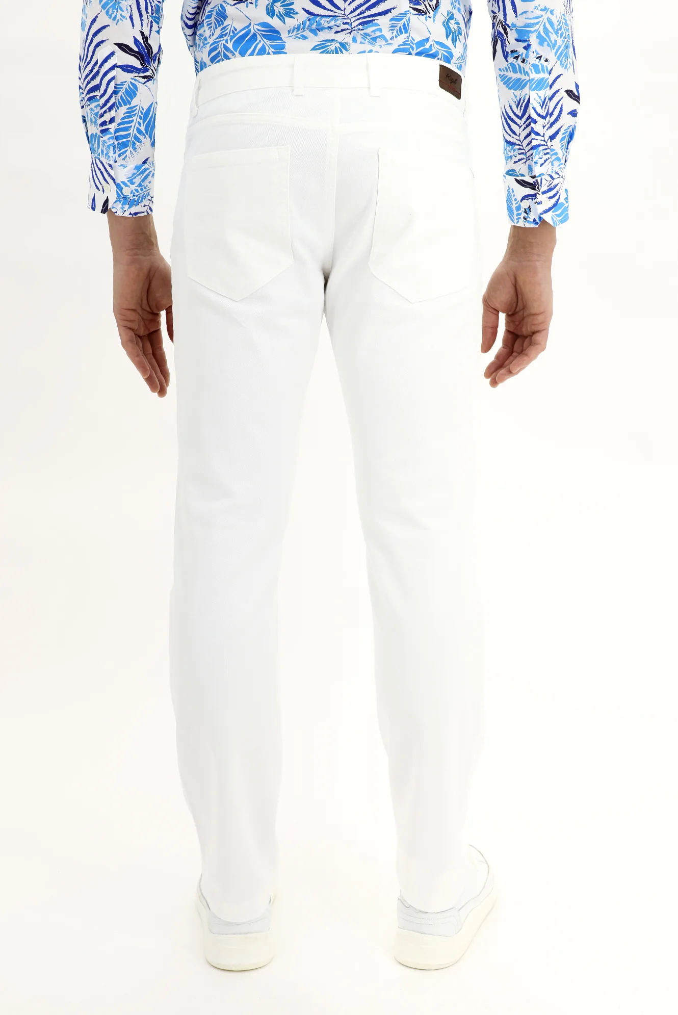 Beyaz Regular Fit Standart Kesim Likralı Kanvas / Chino Pantolon - Image 3